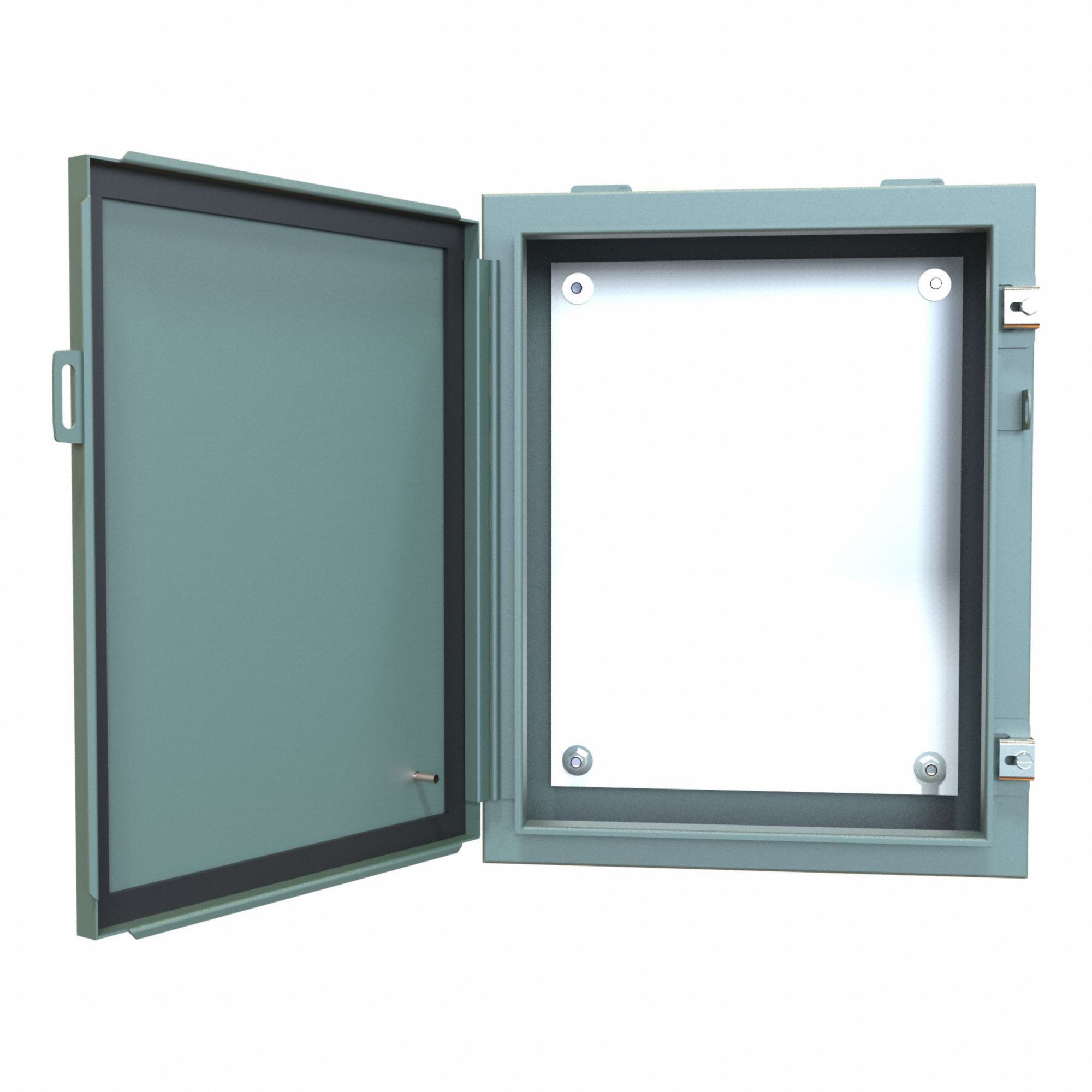 Electrical Enclosure: Steel, 20 in x 16 in x 6 in, NEMA 12/13, w/Panel, Solid Cover, Hinged