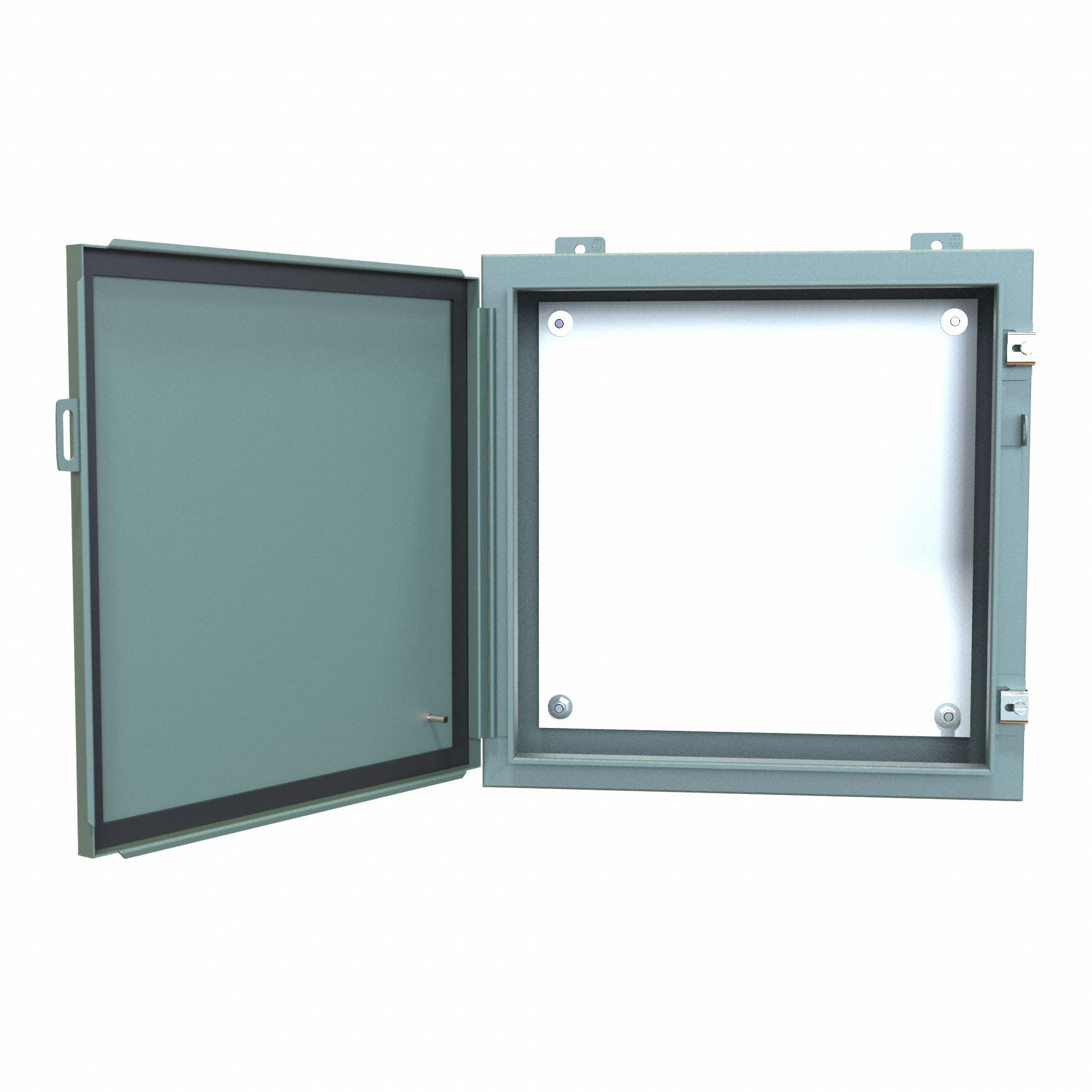Electrical Enclosure: Steel, 20 in x 20 in x 6 in, NEMA 12/13, w/Panel, Solid Cover, Hinged