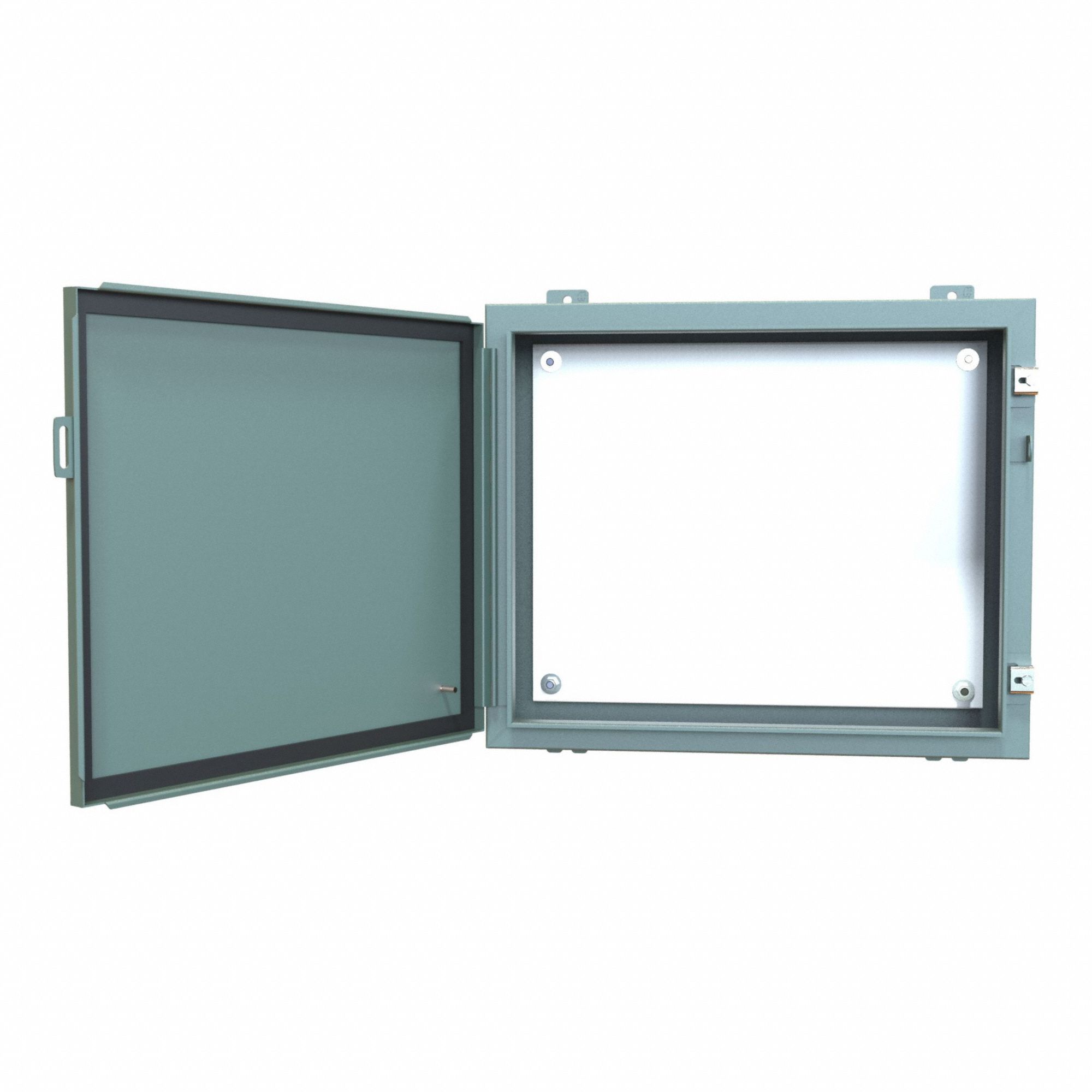 Electrical Enclosure: Steel, 20 in x 24 in x 6 in, NEMA 12/13, w/Panel, Solid Cover, Hinged