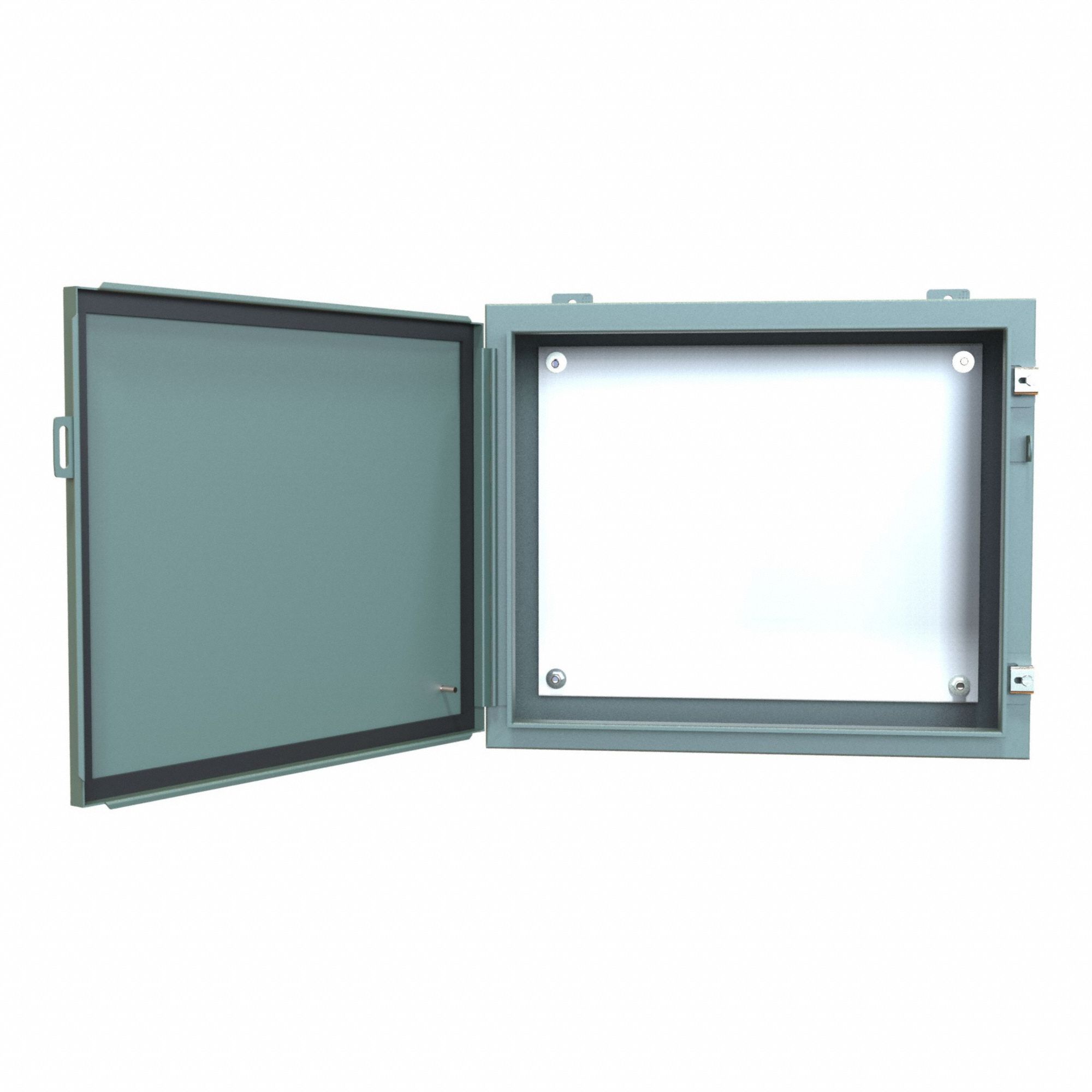 Electrical Enclosure: Steel, 20 in x 24 in x 8 in, NEMA 12/13, w/Panel, Solid Cover, Hinged