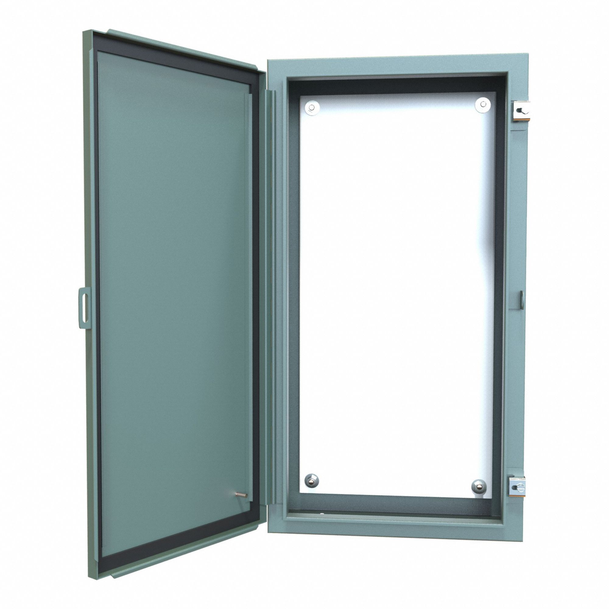 Electrical Enclosure: Steel, 30 in x 16 in x 6 in, NEMA 12/13, w/Panel, Solid Cover, Hinged
