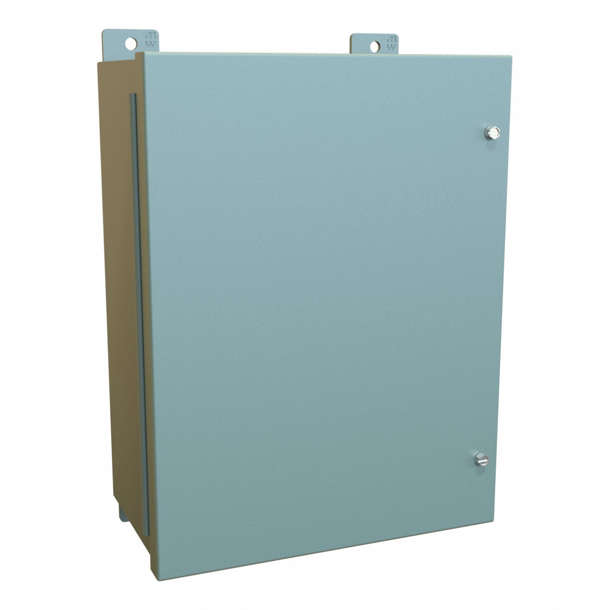Enclosure: Steel, 16 in x 12 in x 7 in, NEMA 12, w/Panel, Solid Cover, Hinged