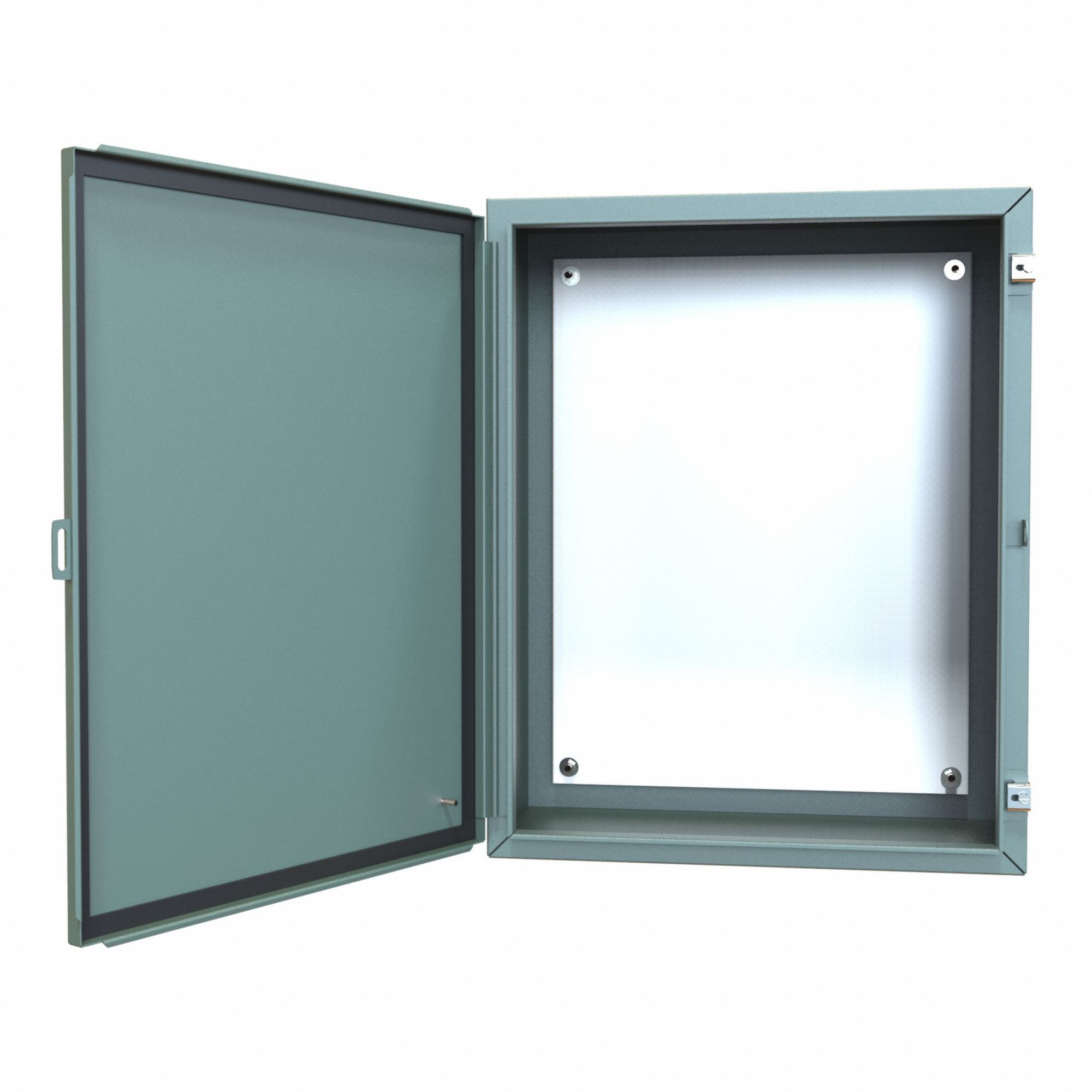Electrical Enclosure: Steel, 30 in x 24 in x 12 in, NEMA 12/13, w/Panel, Solid Cover, Hinged