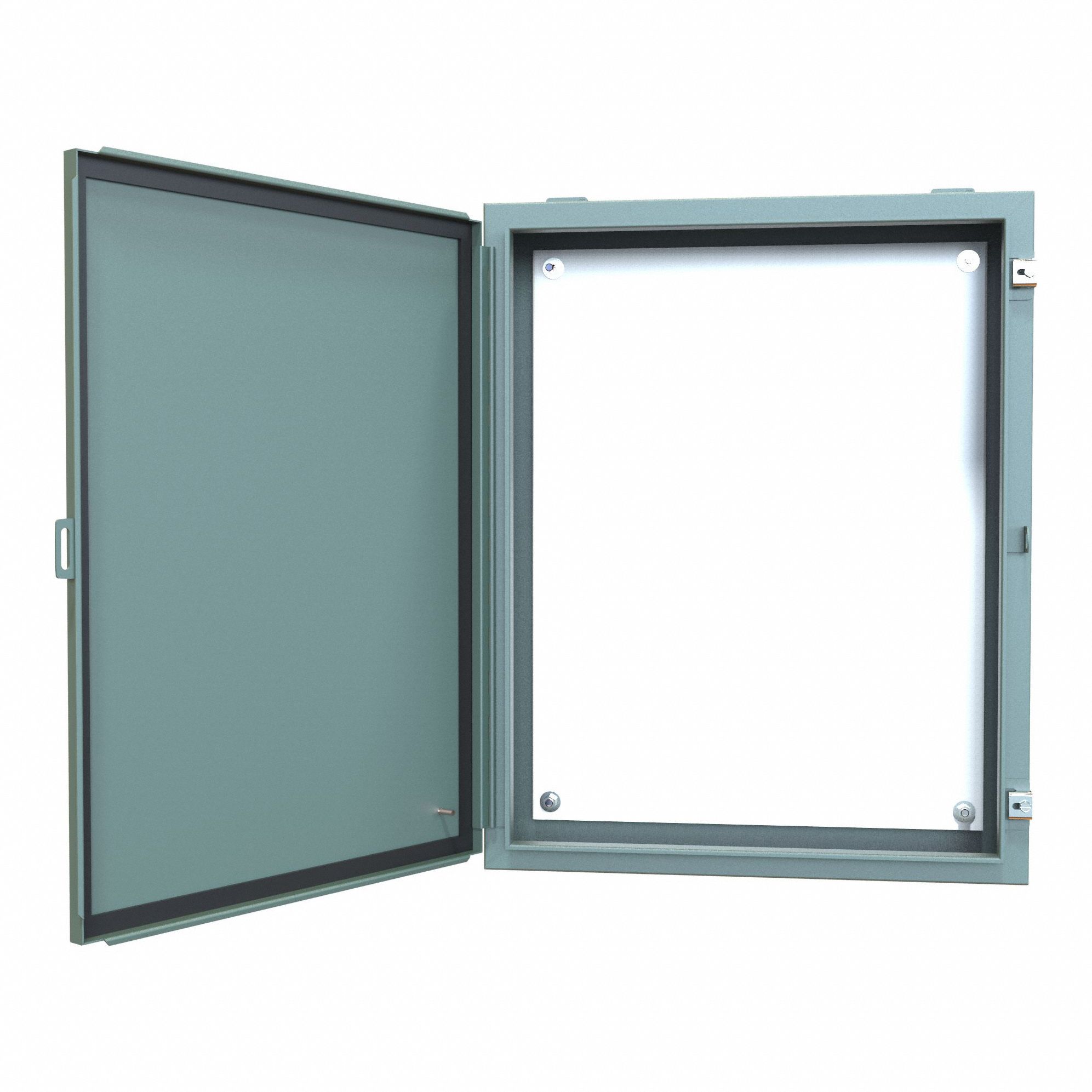 Electrical Enclosure: Steel, 30 in x 24 in x 6 in, NEMA 12/13, w/Panel, Solid Cover, Hinged