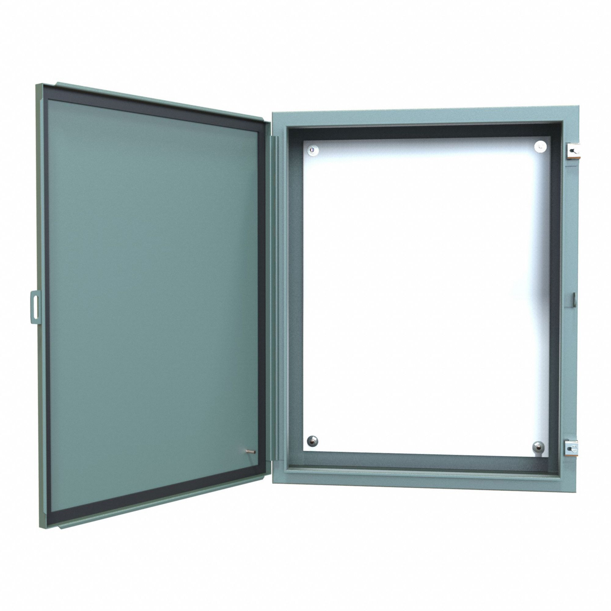 Electrical Enclosure: Steel, 30 in x 24 in x 8 in, NEMA 12/13, w/Panel, Solid Cover, Hinged