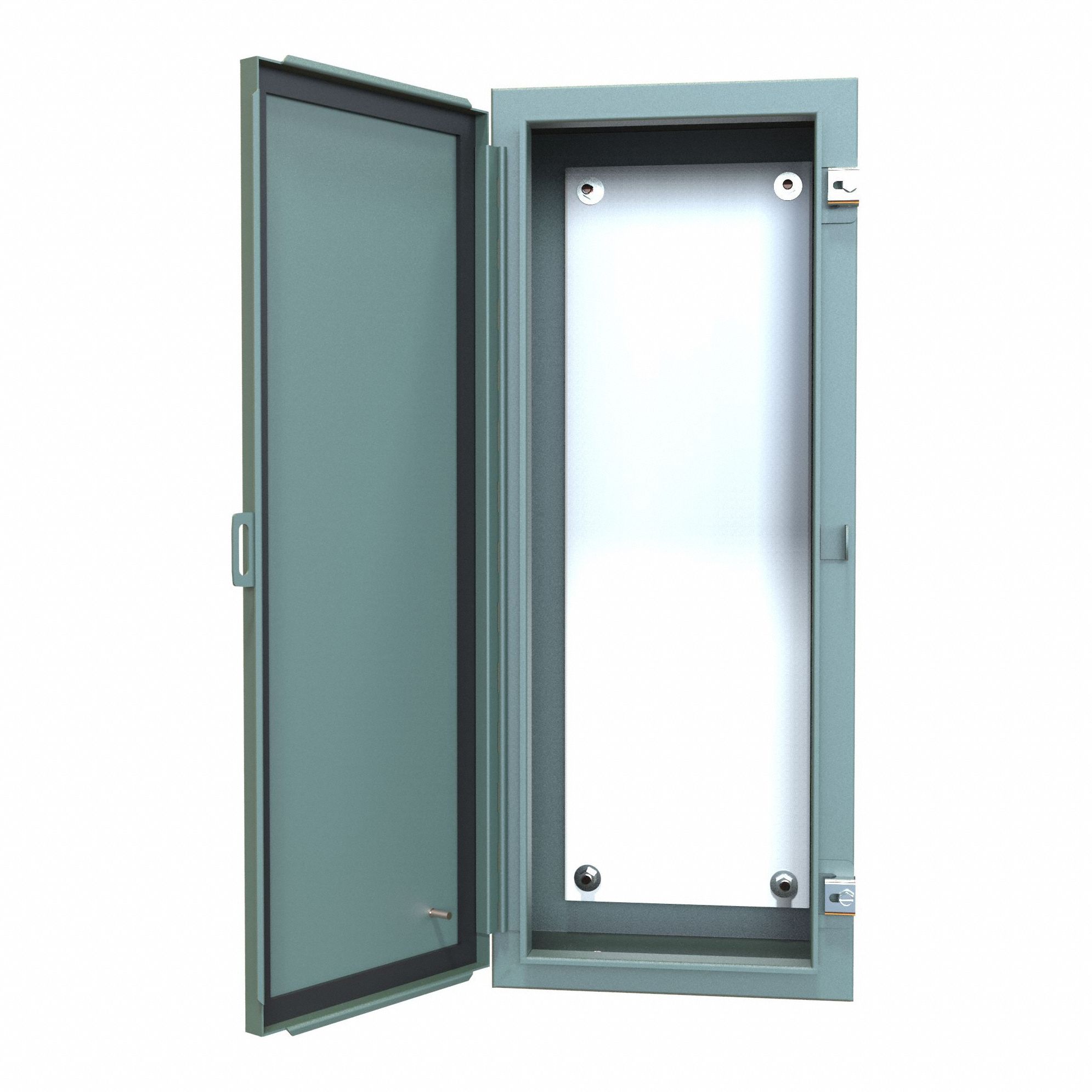 Electrical Enclosure: Steel, 30 in x 12 in x 8 in, NEMA 12/13, w/Panel, Solid Cover, Hinged