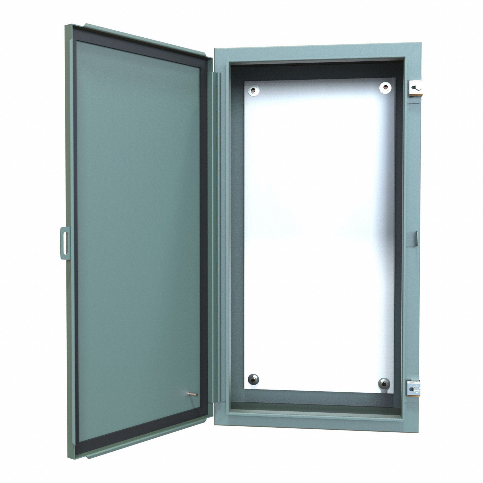 Electrical Enclosure: Steel, 30 in x 16 in x 8 in, NEMA 12/13, w/Panel, Solid Cover, Hinged
