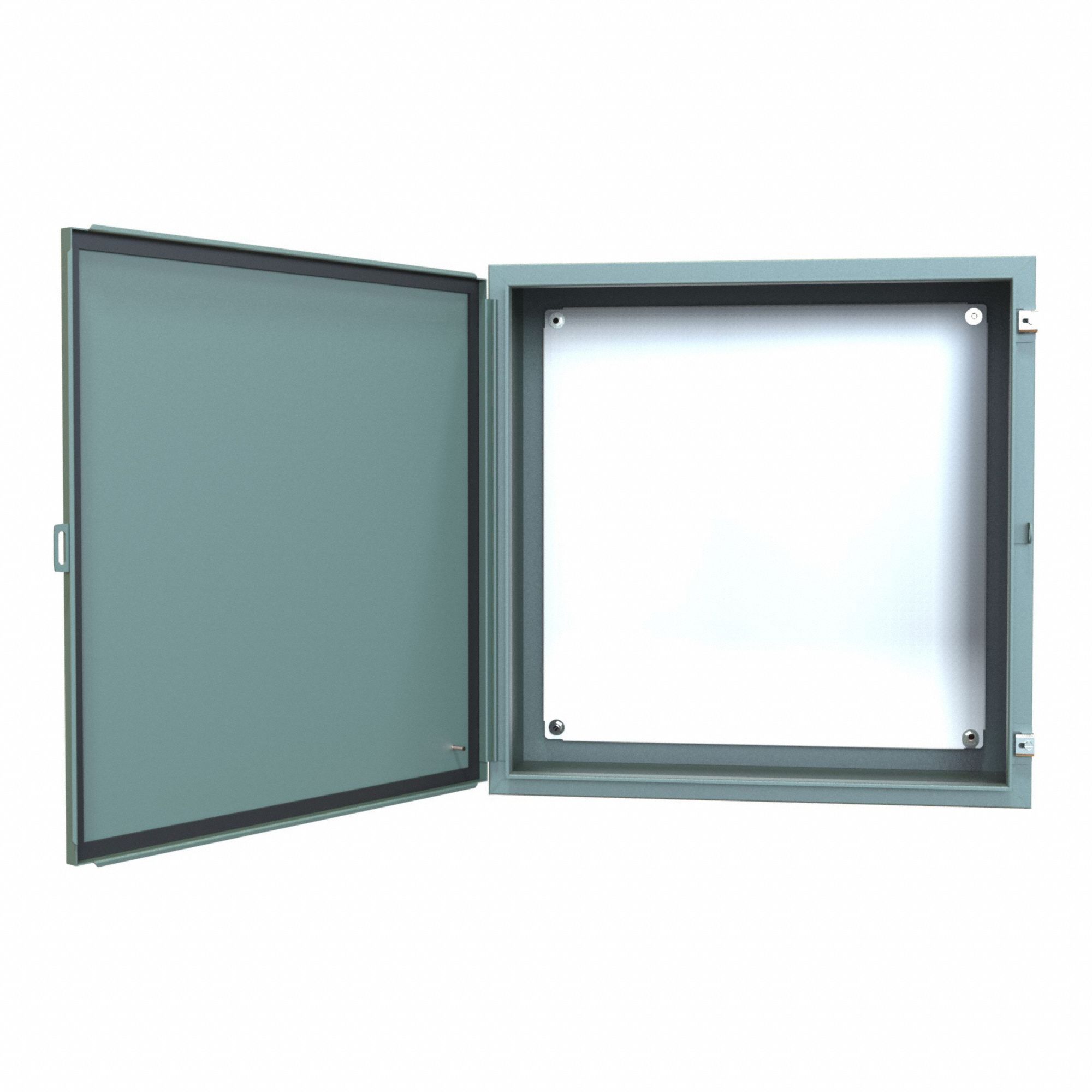 Electrical Enclosure: Steel, 30 in x 30 in x 12 in, NEMA 12/13, w/Panel, Solid Cover, Hinged