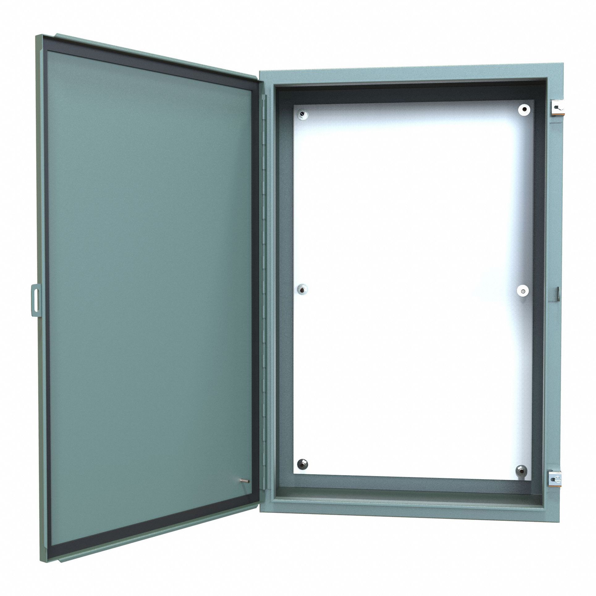 Electrical Enclosure: Steel, 36 in x 24 in x 10 in, NEMA 12/13, w/Panel, Solid Cover, Hinged