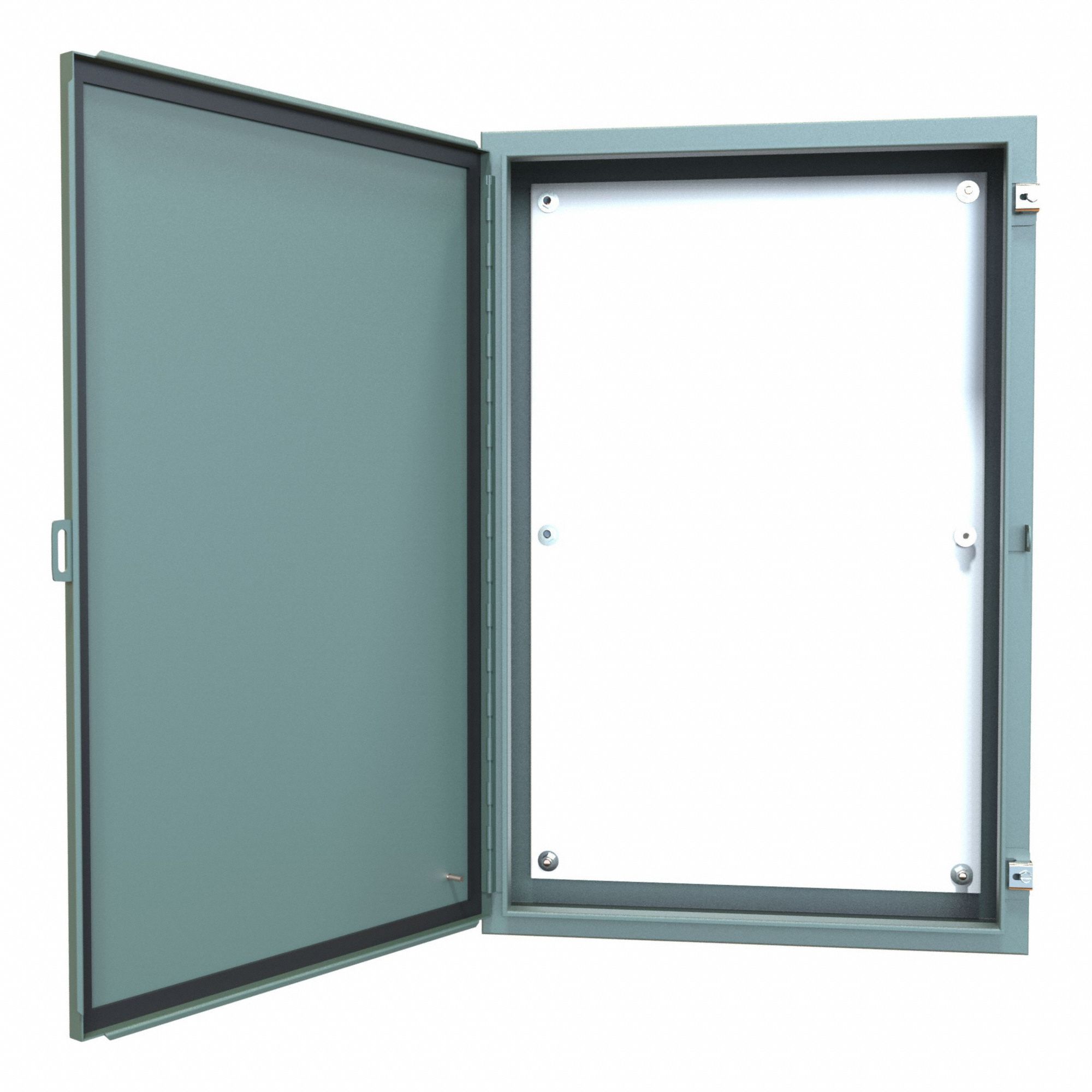Electrical Enclosure: Steel, 36 in x 24 in x 6 in, NEMA 12/13, w/Panel, Solid Cover, Hinged