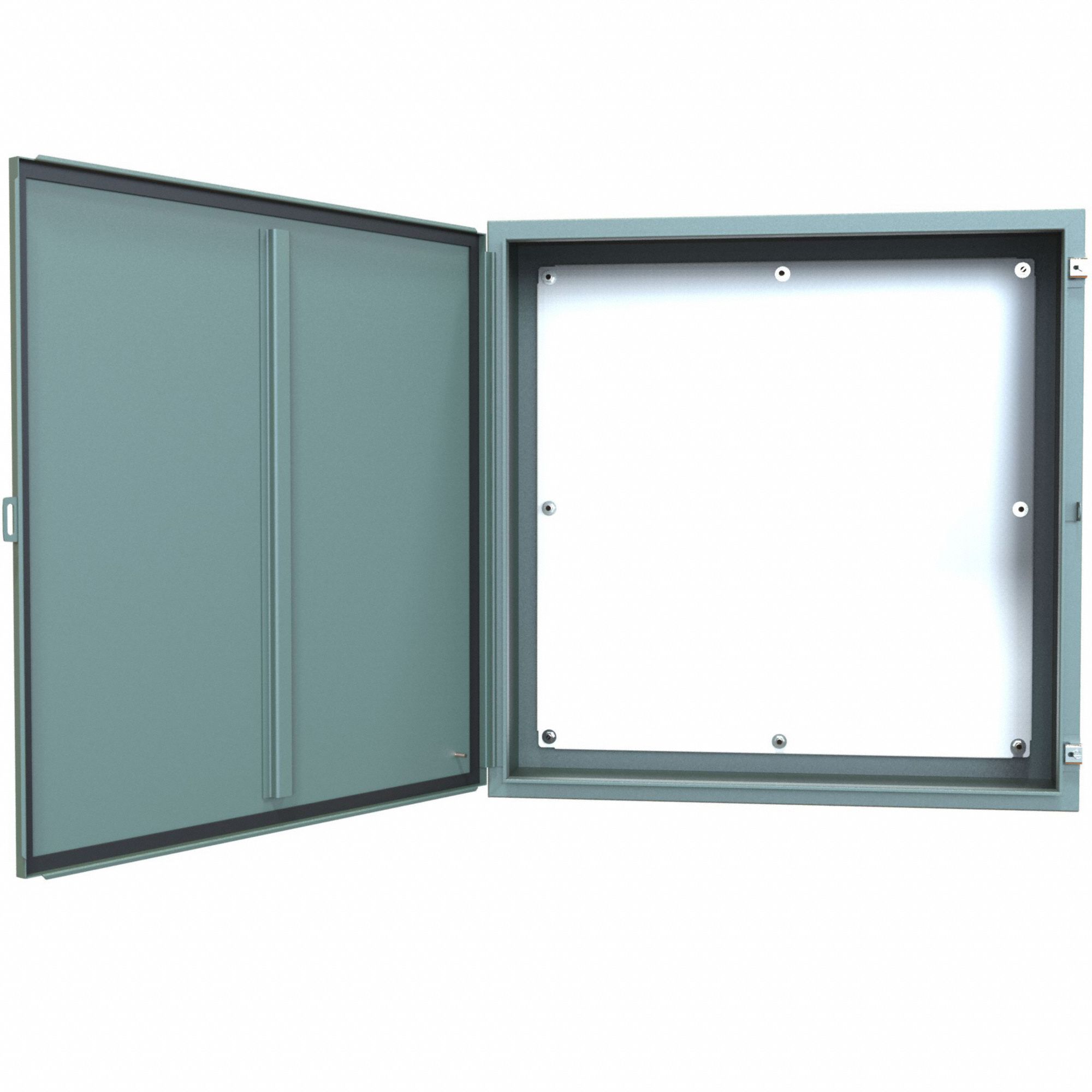 Electrical Enclosure: Steel, 36 in x 36 in x 12 in, NEMA 12/13, w/Panel, Solid Cover, Hinged