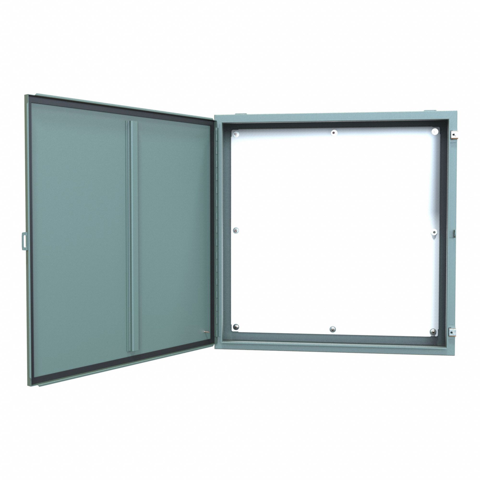Electrical Enclosure: Steel, 36 in x 36 in x 8 in, NEMA 12/13, w/Panel, Solid Cover, Hinged