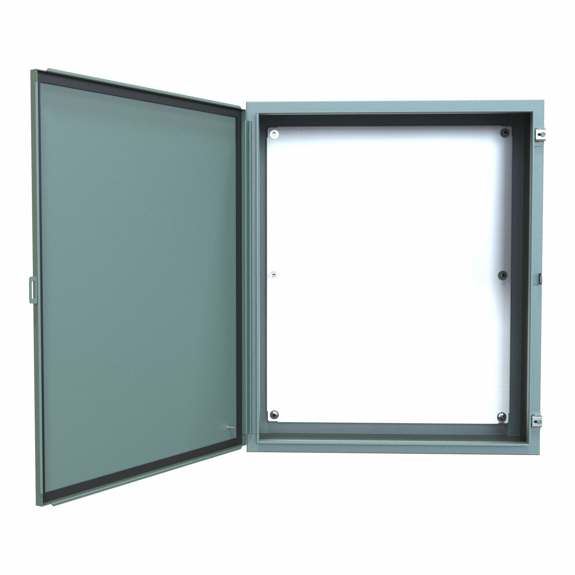 Electrical Enclosure: Steel, 36 in x 30 in x 10 in, NEMA 12/13, w/Panel, Solid Cover, Hinged