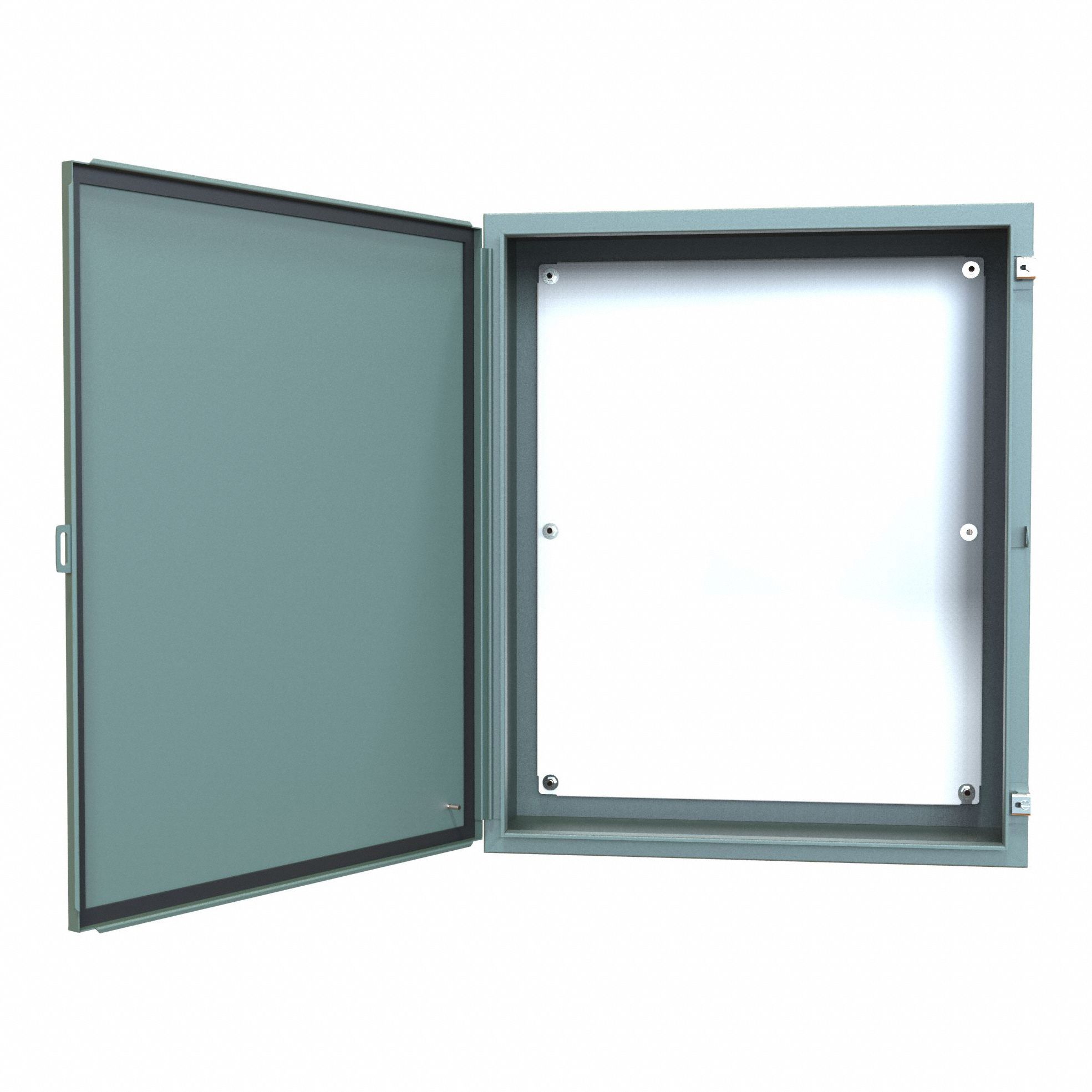 Electrical Enclosure: Steel, 36 in x 30 in x 12 in, NEMA 12/13, w/Panel, Solid Cover, Hinged