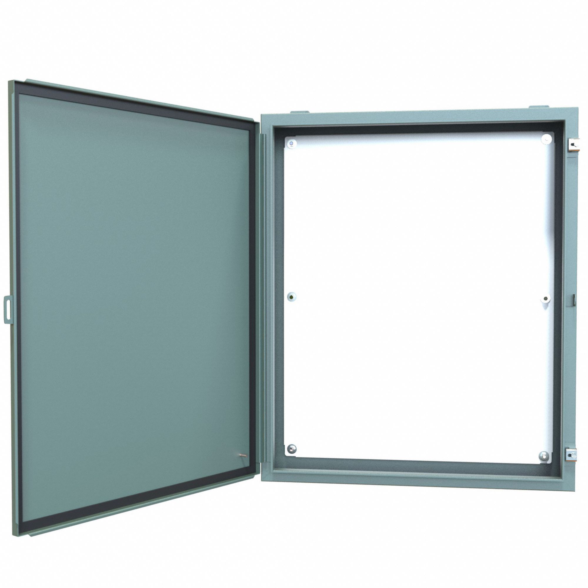 Electrical Enclosure: Steel, 36 in x 30 in x 6 in, NEMA 12/13, w/Panel, Solid Cover, Hinged