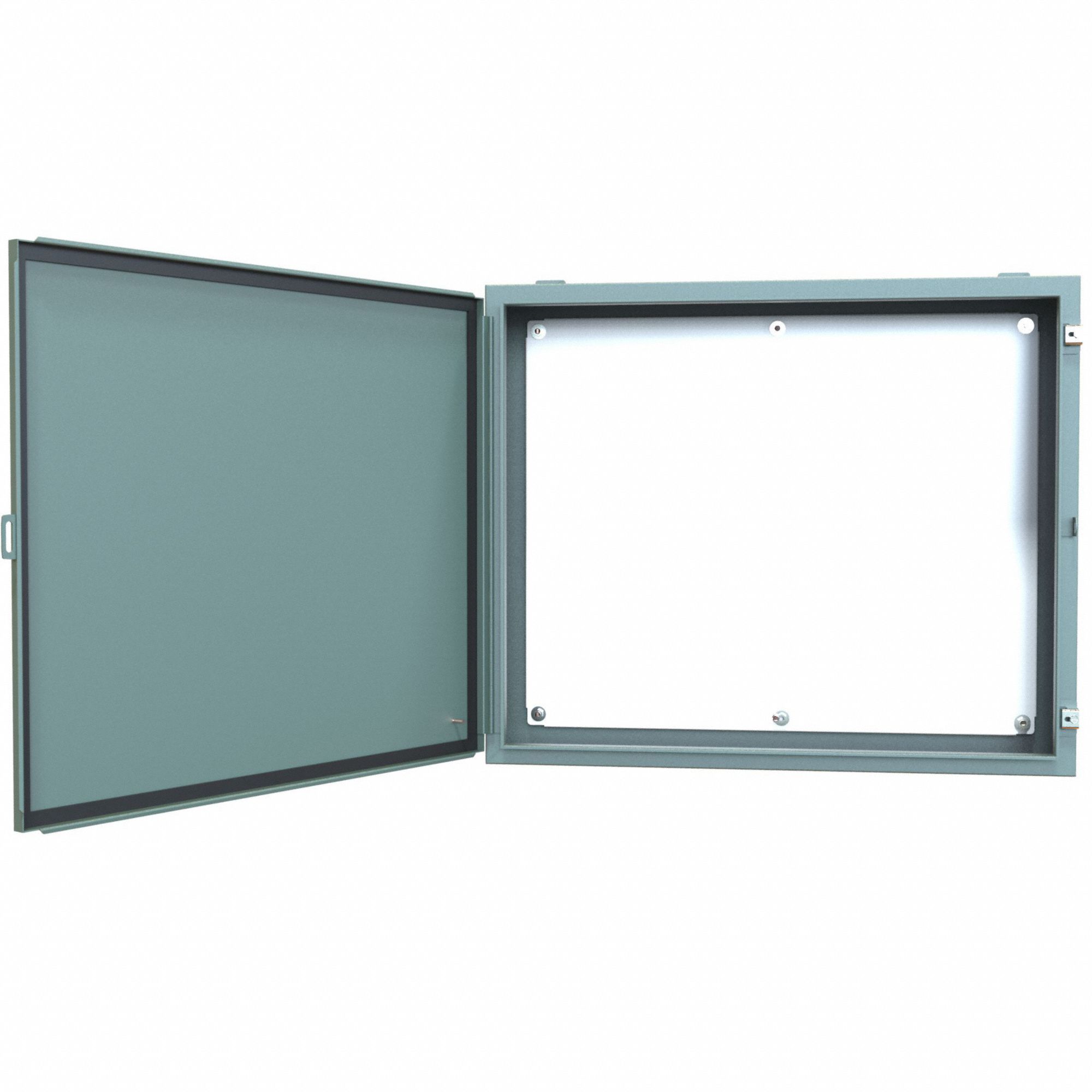 Electrical Enclosure: Steel, 30 in x 36 in x 8 in, NEMA 12/13, w/Panel, Solid Cover, Hinged