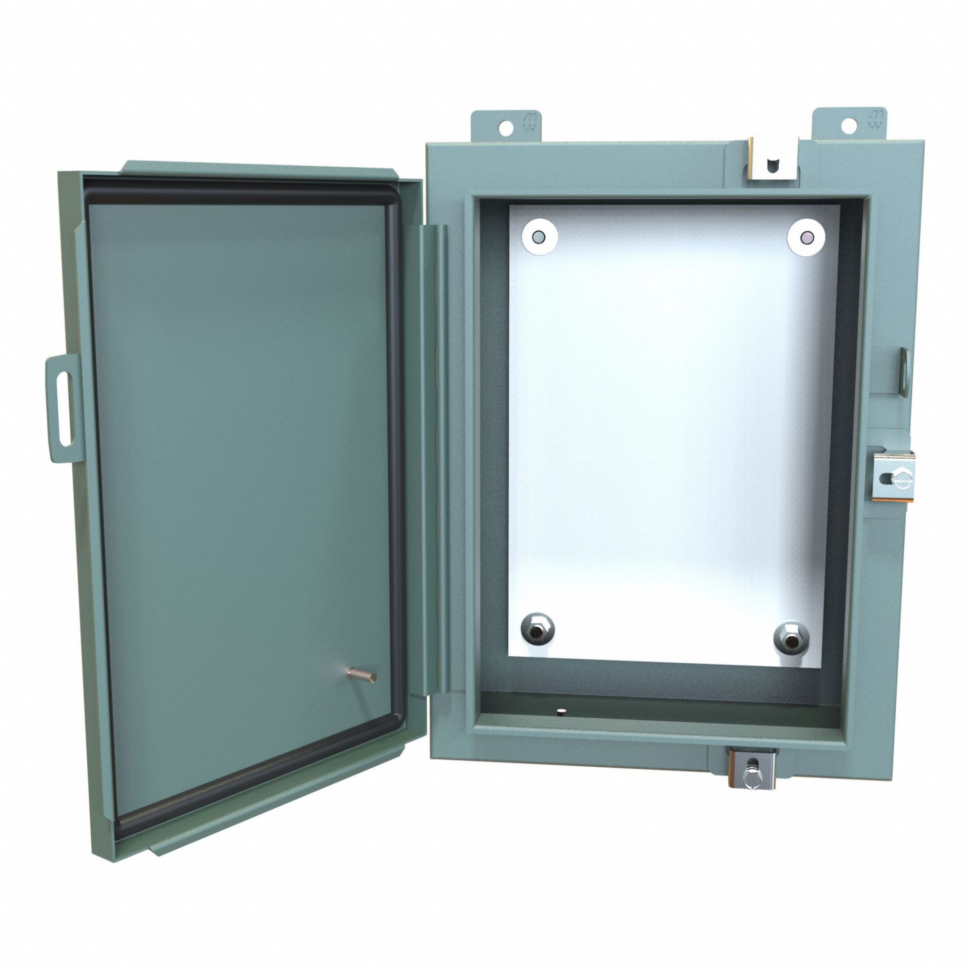 Electrical Enclosure: Steel, 16 in x 12 in x 6 in, NEMA 12/13/3R/4, w/Panel, Solid Cover