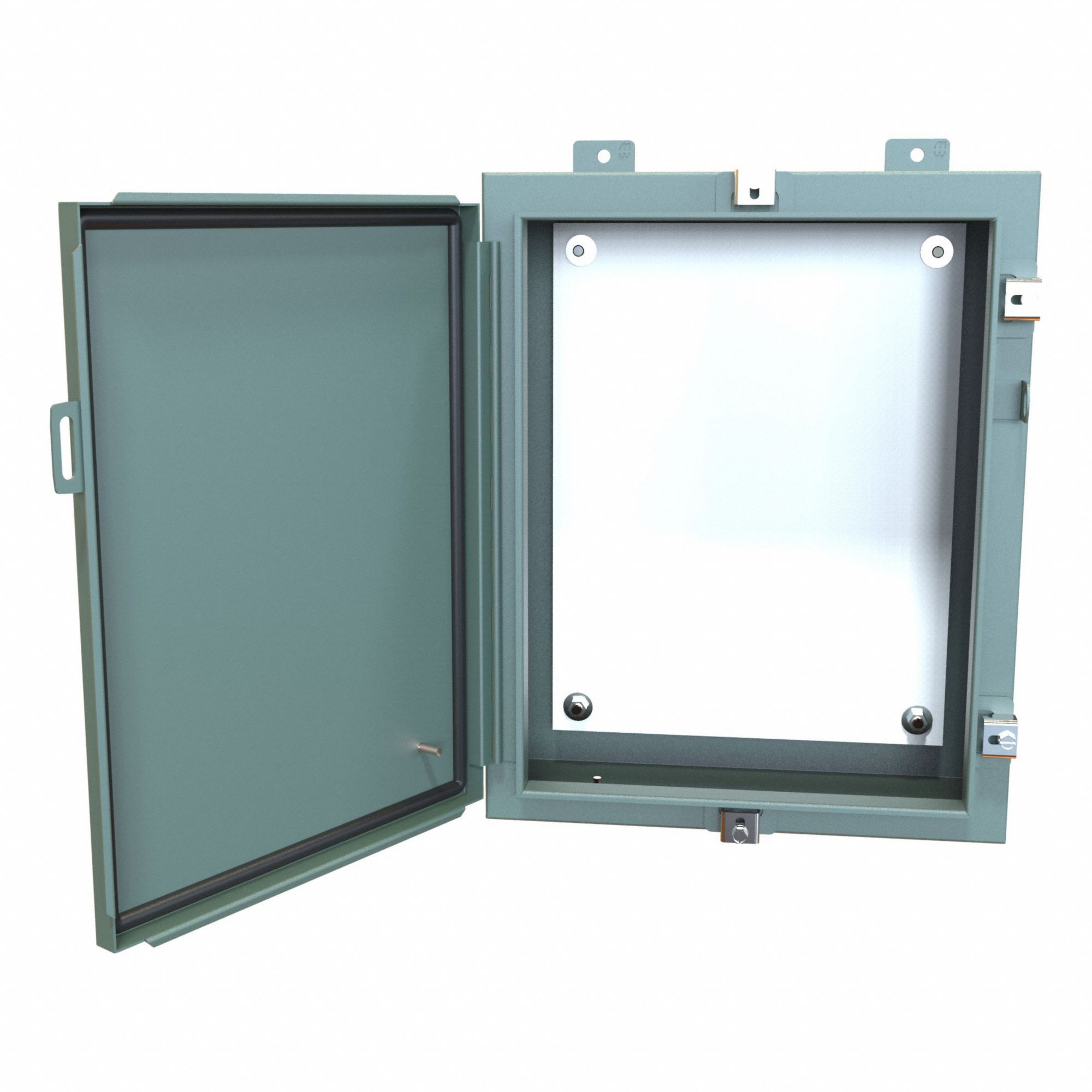 Electrical Enclosure: Steel, 20 in x 16 in x 6 in, NEMA 12/13/3R/4, w/Panel, Solid Cover