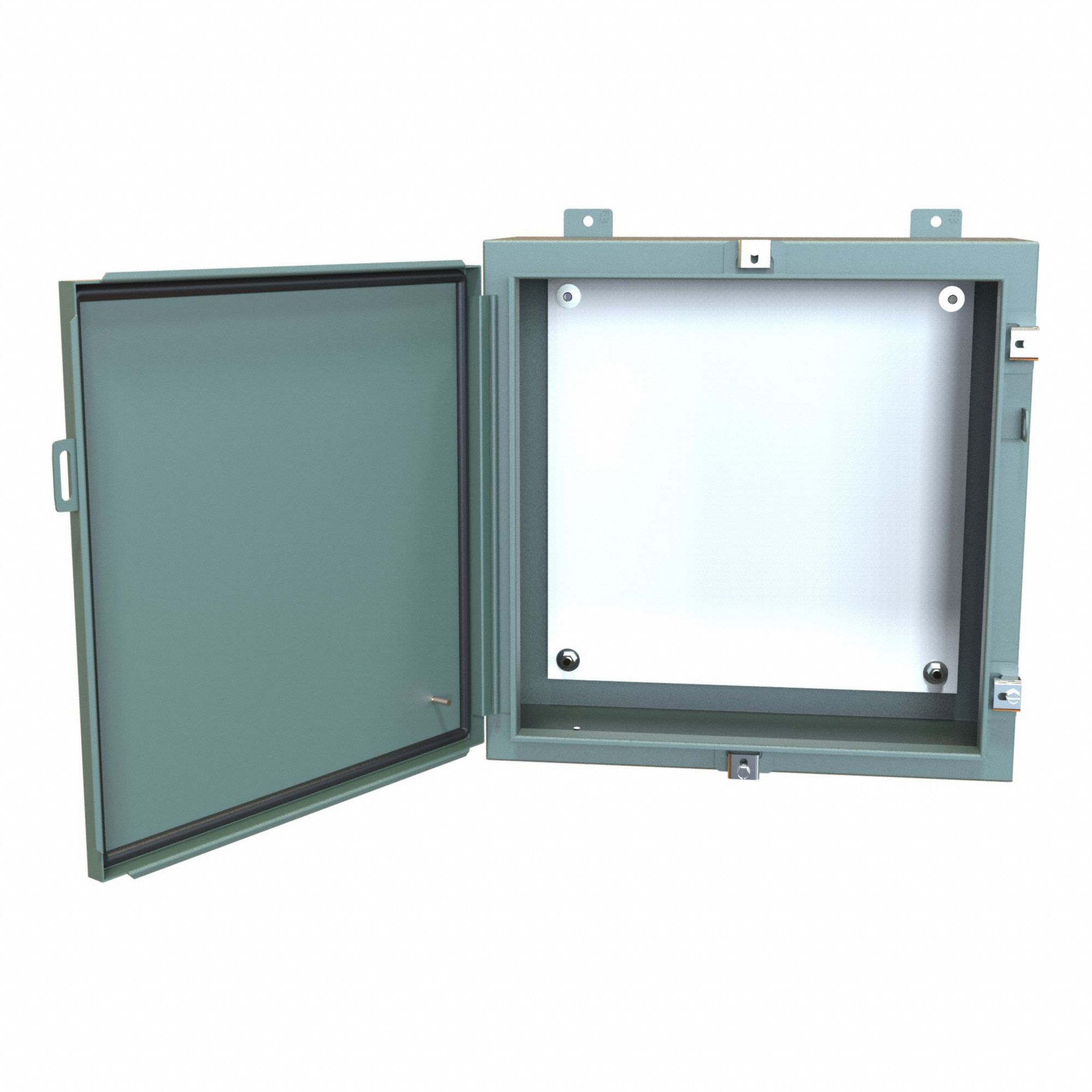 Electrical Enclosure: Steel, 20 in x 20 in x 8 in, NEMA 12/13/3R/4, w/Panel, Solid Cover