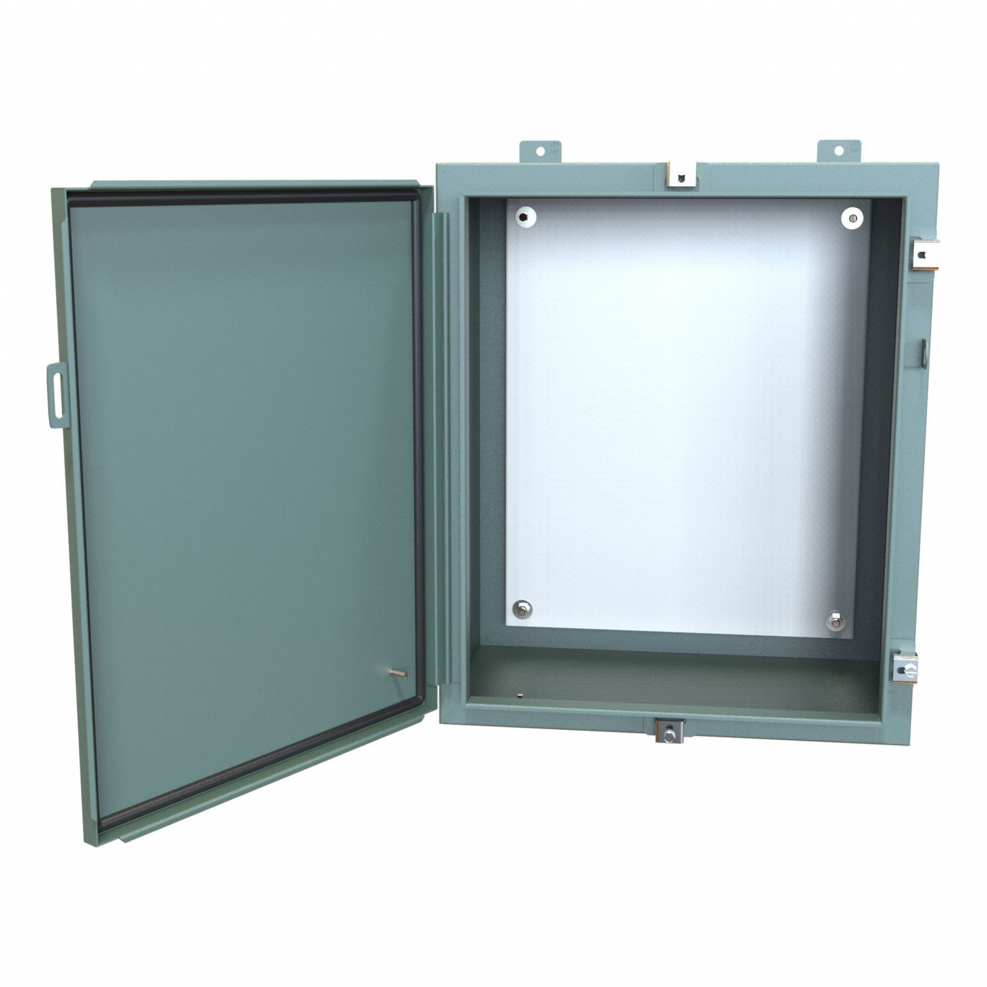 Electrical Enclosure: Steel, 24 in x 20 in x 12 in, NEMA 12/13/3R/4, w/Panel, Solid Cover