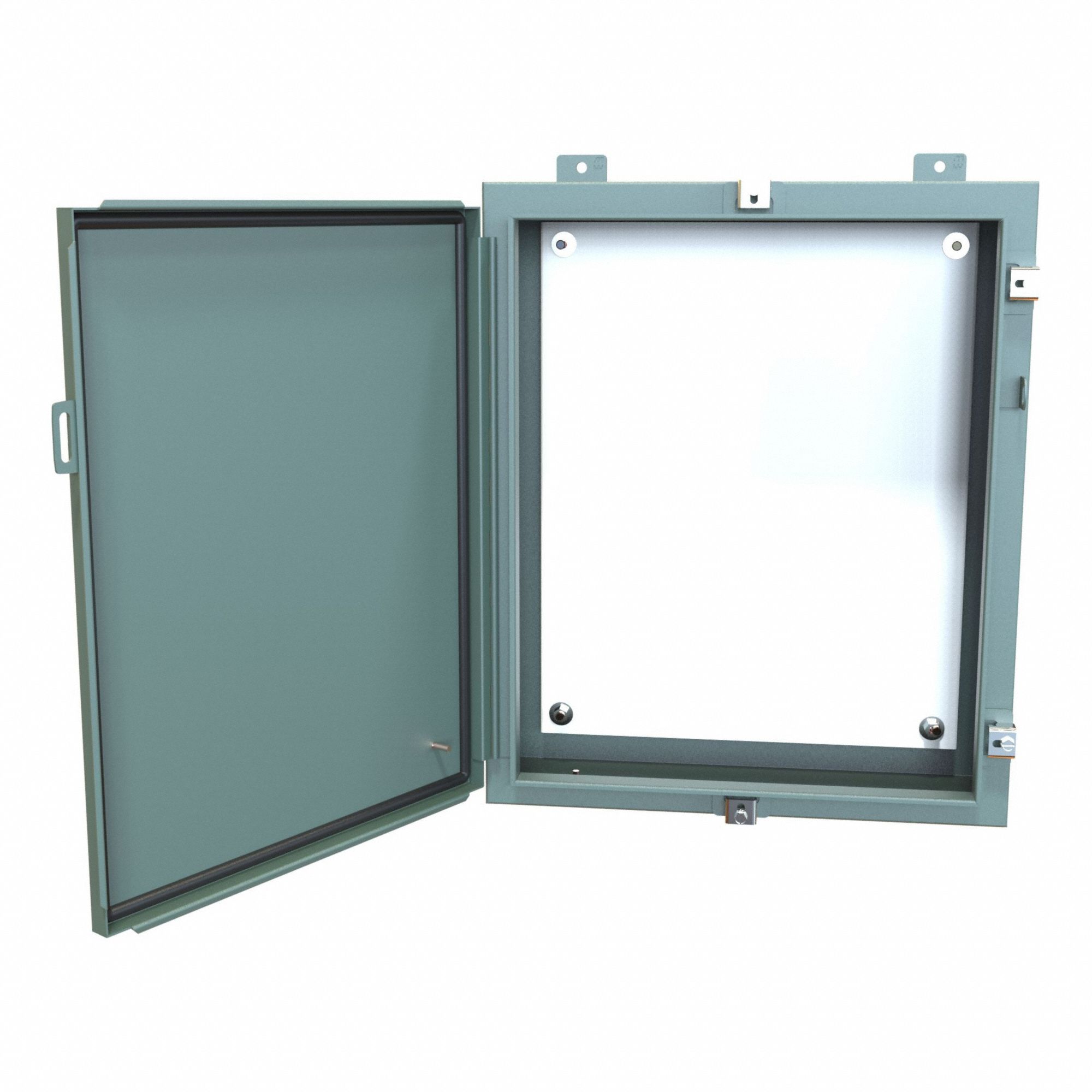 Electrical Enclosure: Steel, 24 in x 20 in x 6 in, NEMA 12/13/3R/4, w/Panel, Solid Cover