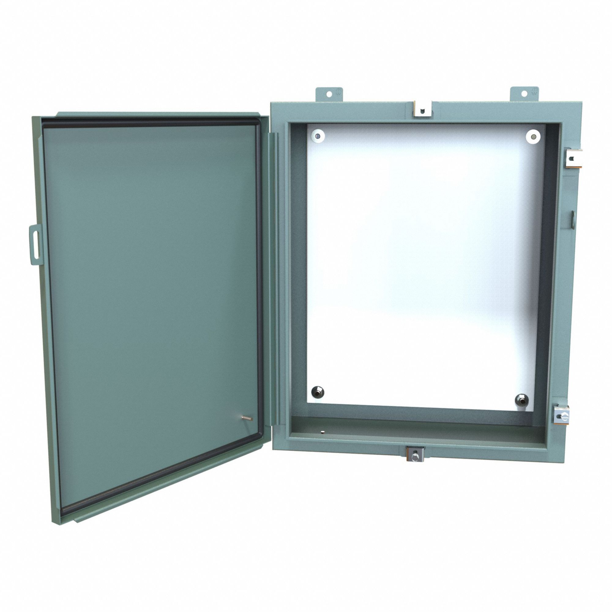 Electrical Enclosure: Steel, 24 in x 20 in x 8 in, NEMA 12/13/3R/4, w/Panel, Solid Cover