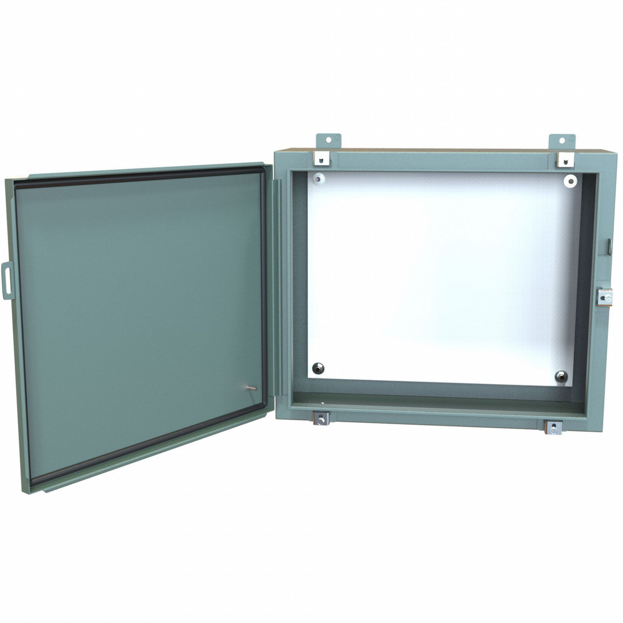 Electrical Enclosure: Steel, 20 in x 24 in x 8 in, NEMA 12/13/3R/4, w/Panel, Solid Cover