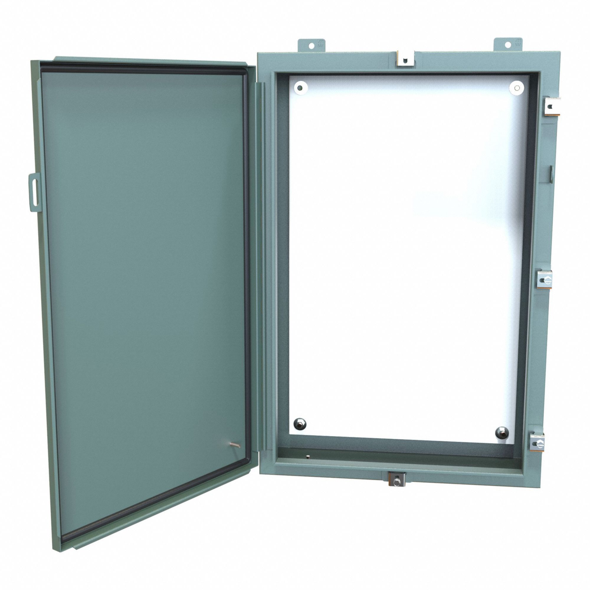 Electrical Enclosure: Steel, 30 in x 20 in x 6 in, NEMA 12/13/3R/4, w/Panel, Solid Cover