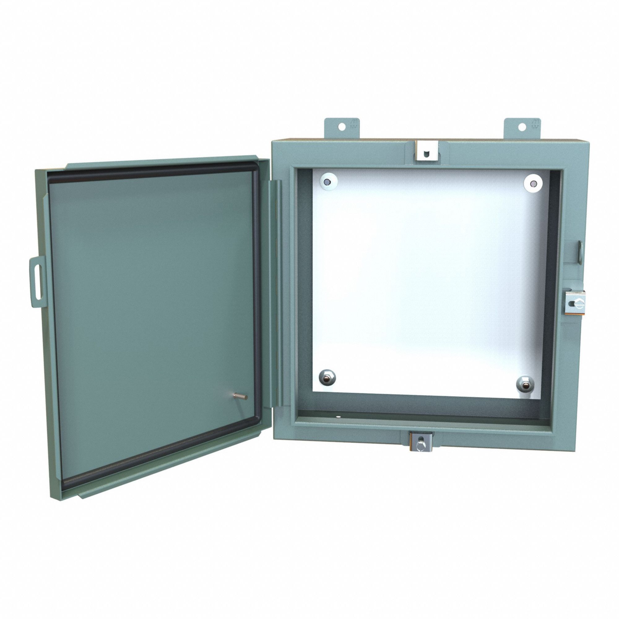 Electrical Enclosure: Steel, 16 in x 16 in x 6 in, NEMA 12/13/3R/4, w/Panel, Solid Cover
