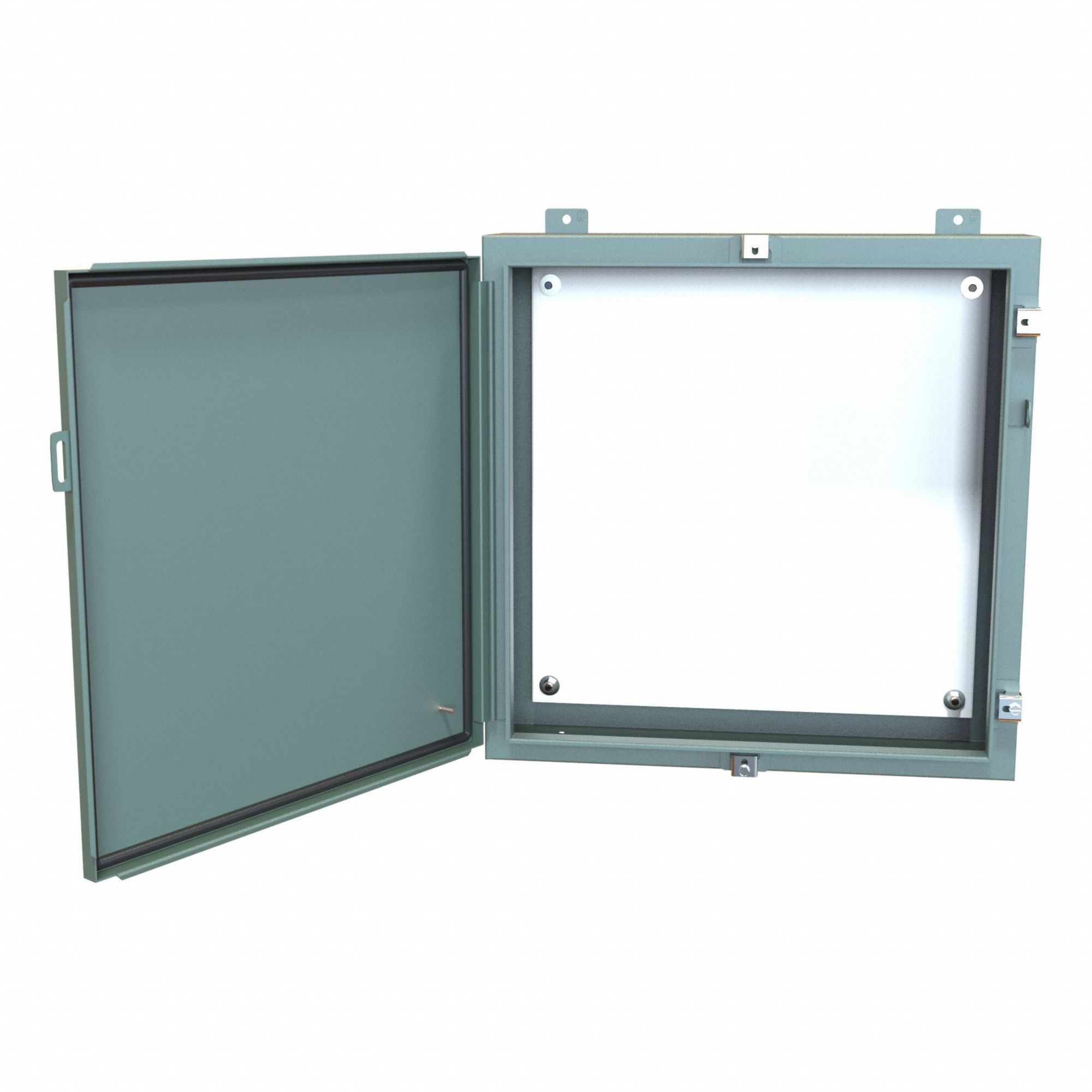 Electrical Enclosure: Steel, 24 in x 24 in x 6 in, NEMA 12/13/3R/4, w/Panel, Solid Cover