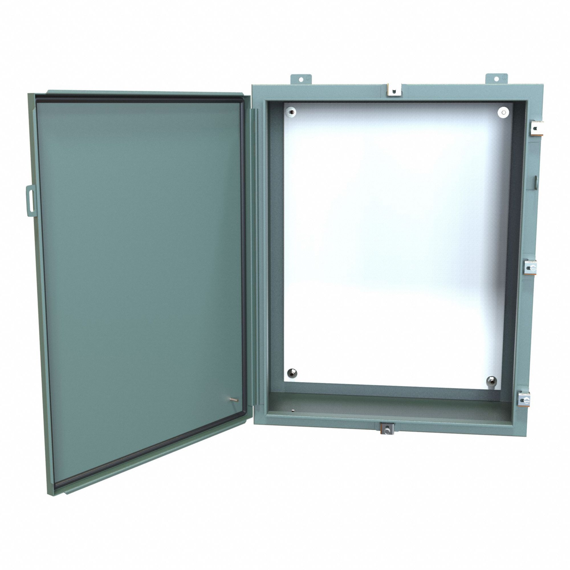 Electrical Enclosure: Steel, 30 in x 24 in x 10 in, NEMA 12/13/3R/4, w/Panel, Solid Cover