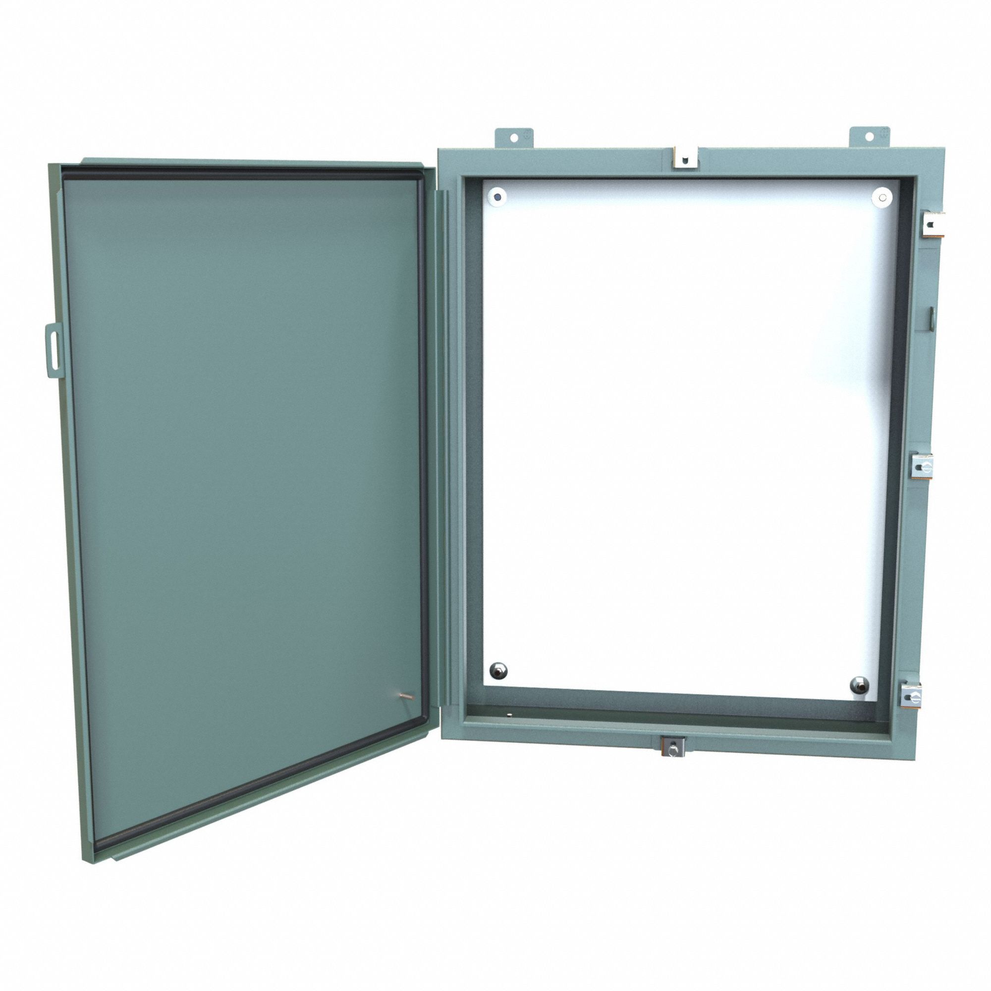 Electrical Enclosure: Steel, 30 in x 24 in x 6 in, NEMA 12/13/3R/4, w/Panel, Solid Cover