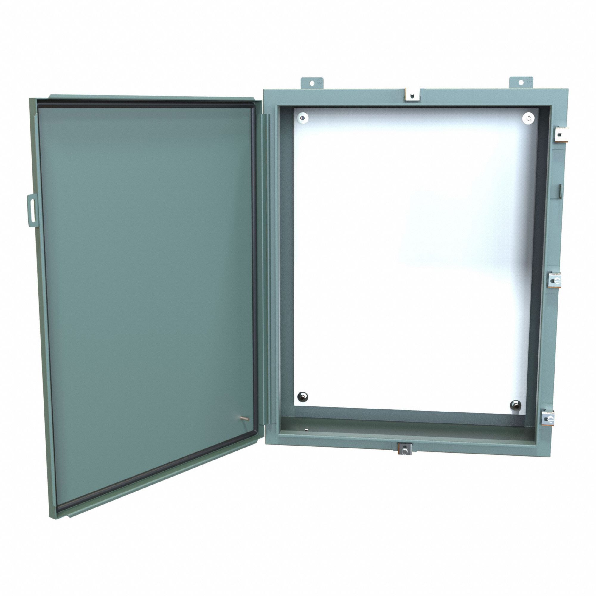 Electrical Enclosure: Steel, 30 in x 24 in x 8 in, NEMA 12/13/3R/4, w/Panel, Solid Cover