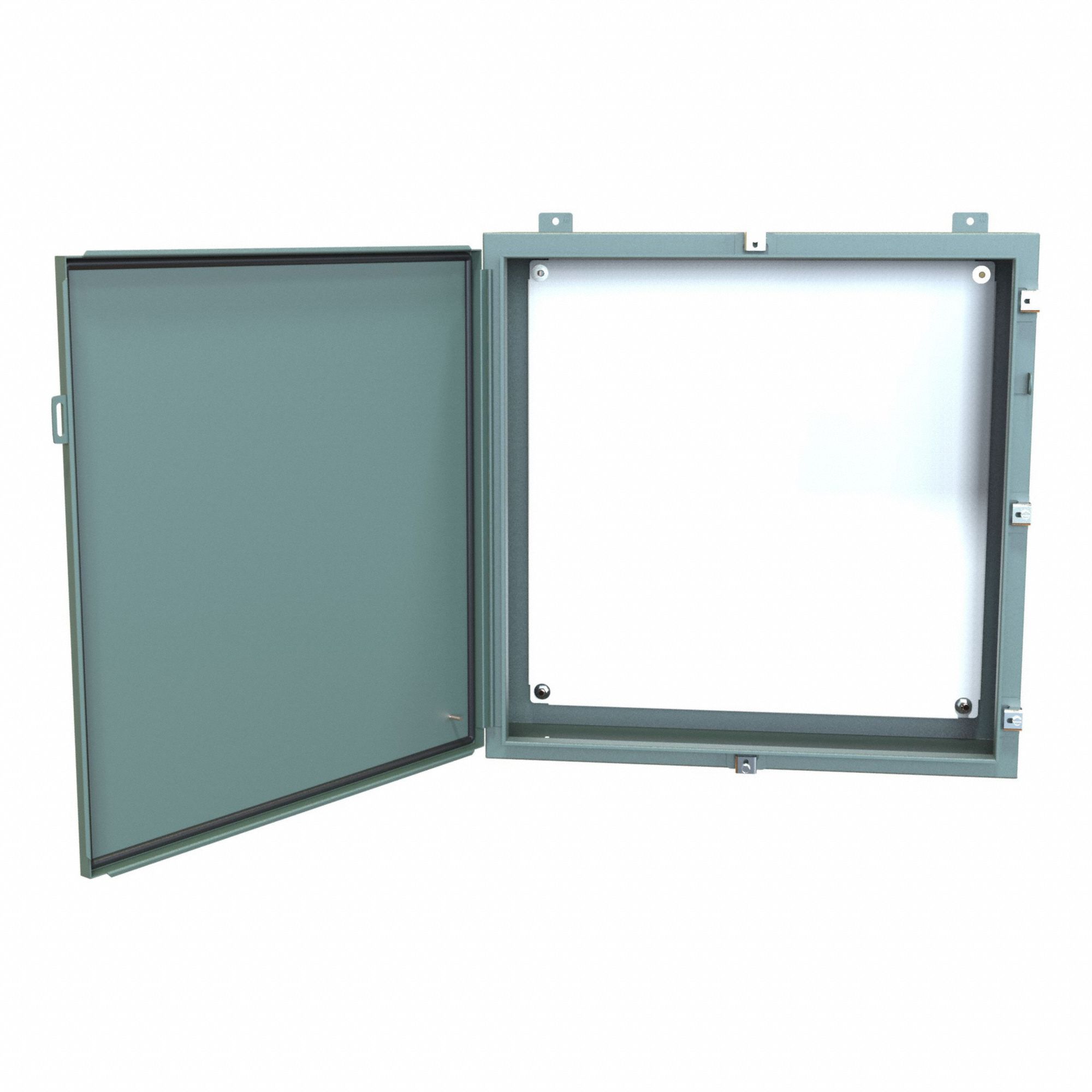 Electrical Enclosure: Steel, 30 in x 30 in x 8 in, NEMA 12/13/3R/4, w/Panel, Solid Cover