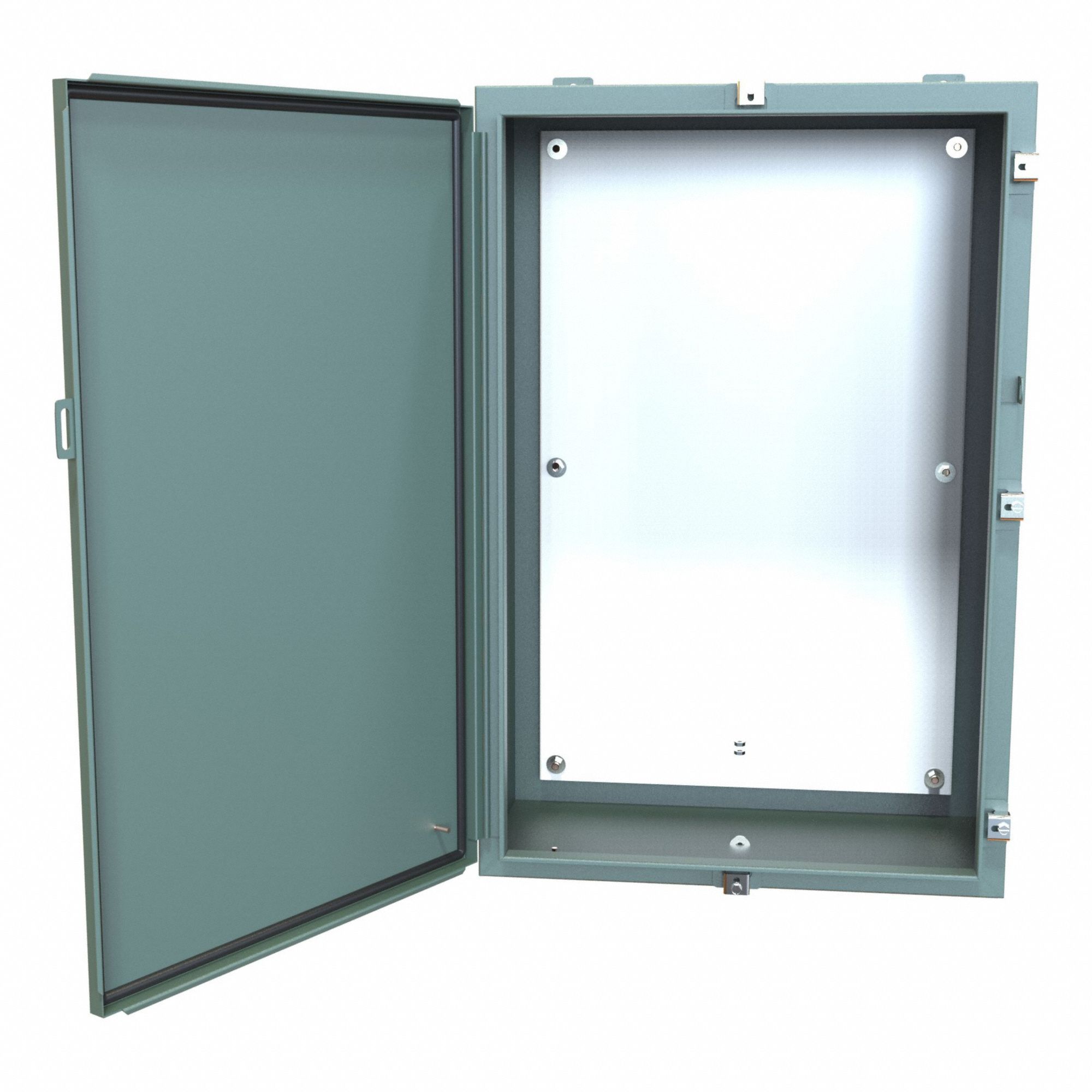 Electrical Enclosure: Steel, 36 in x 24 in x 12 in, NEMA 12/13/3R/4, w/Panel, Solid Cover