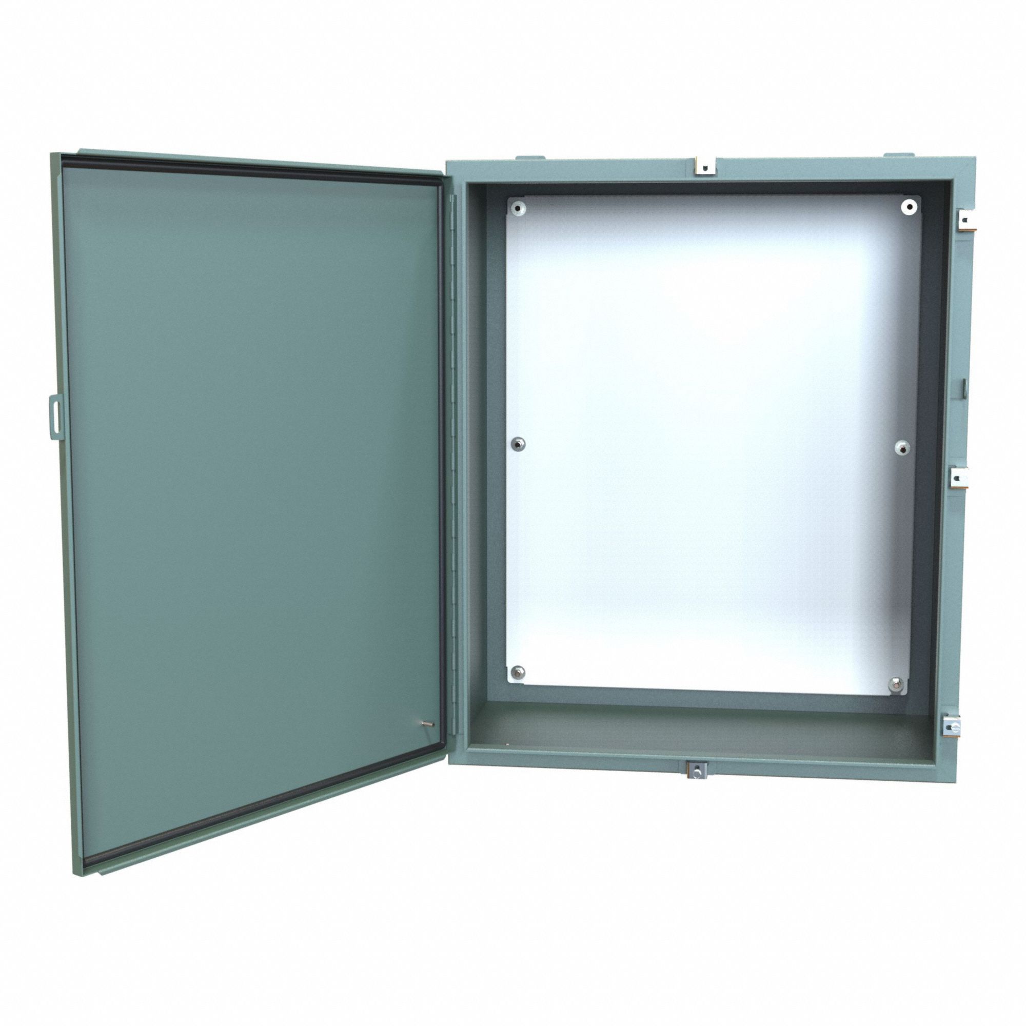Electrical Enclosure: Steel, 36 in x 30 in x 16 in, NEMA 12/13/3R/4, w/Panel, Solid Cover