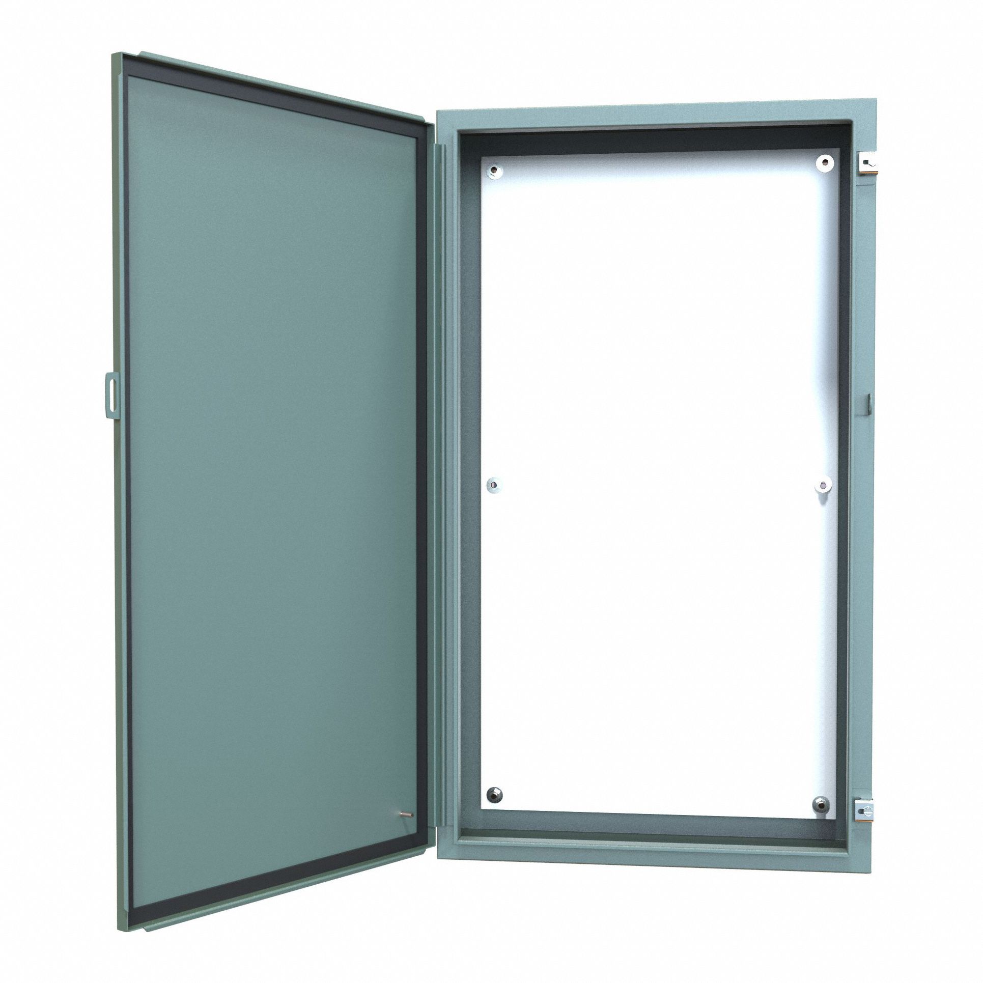 Electrical Enclosure: Steel, 42 in x 24 in x 8 in, NEMA 12/13, w/Panel, Solid Cover, Hinged