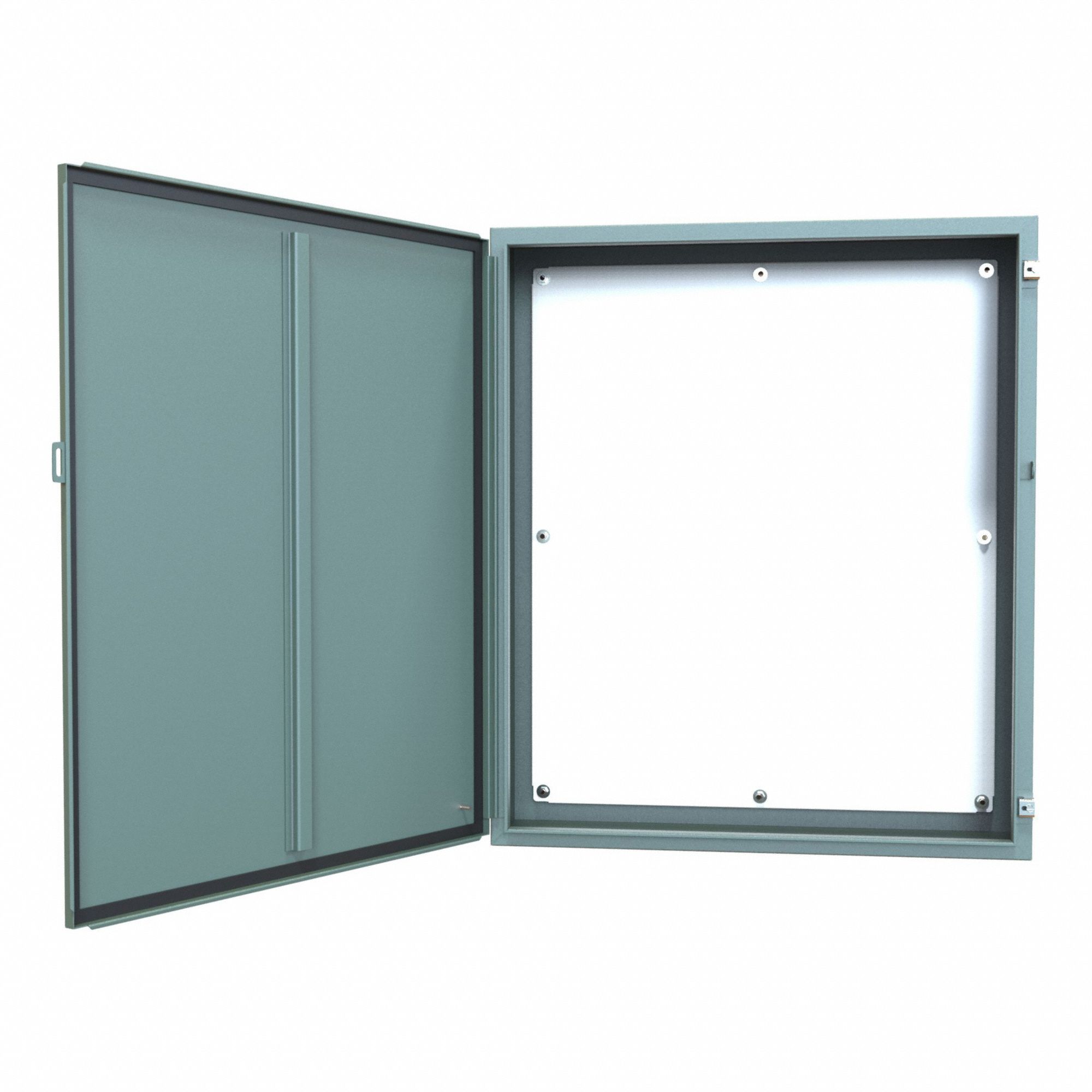 Electrical Enclosure: Steel, 42 in x 36 in x 10 in, NEMA 12/13, w/Panel, Solid Cover, Hinged