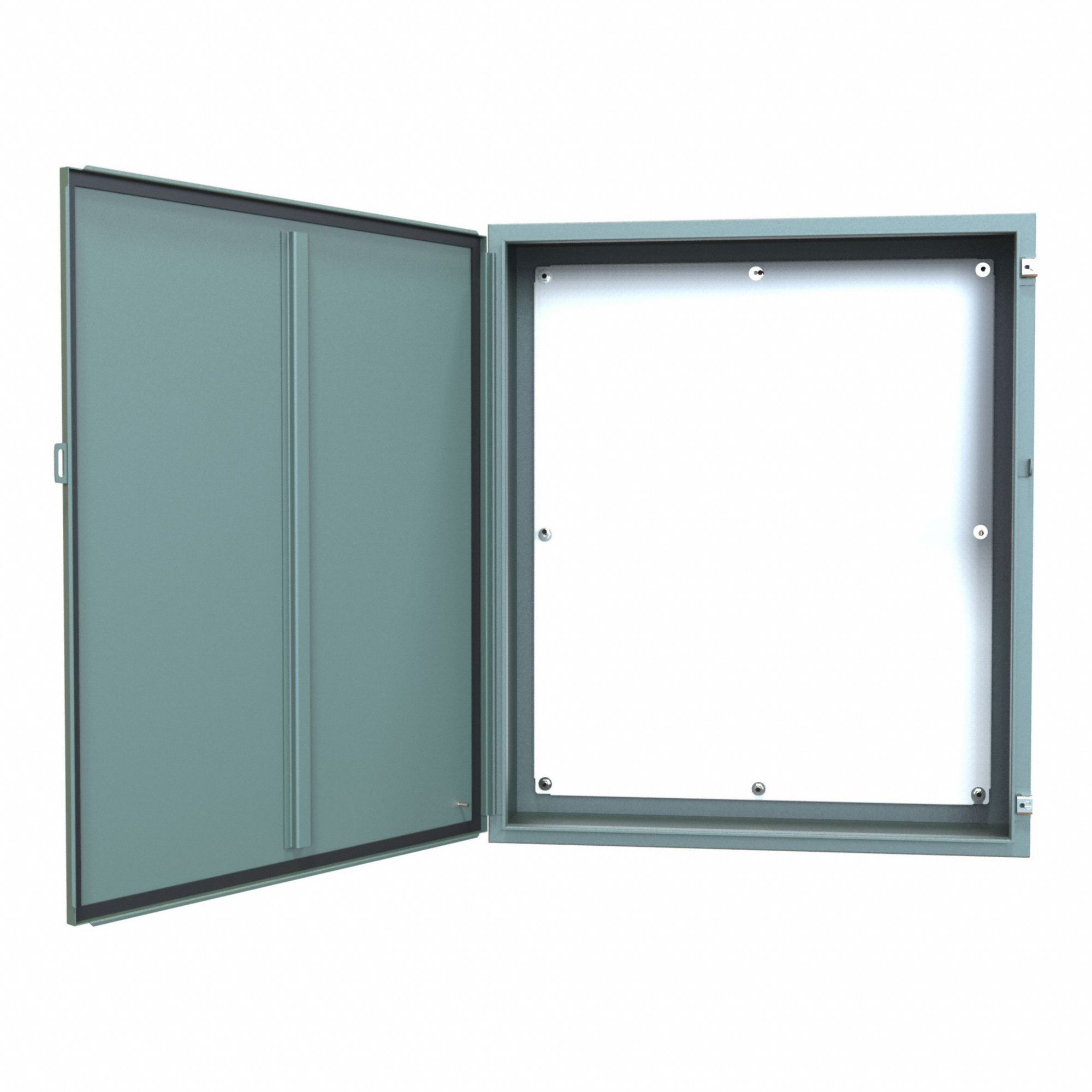 Electrical Enclosure: Steel, 42 in x 36 in x 12 in, NEMA 12/13, w/Panel, Solid Cover, Hinged