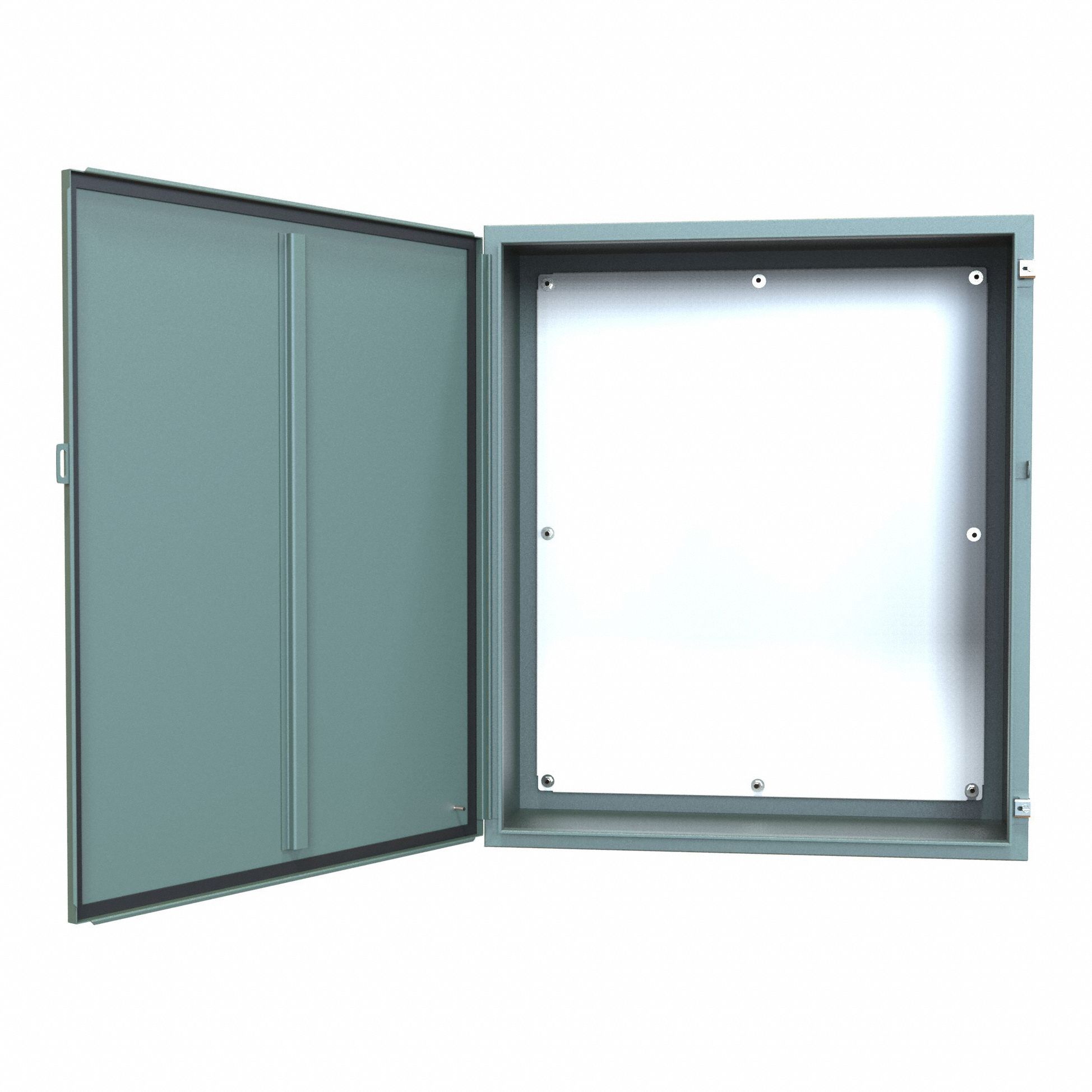 Electrical Enclosure: Steel, 42 in x 36 in x 16 in, NEMA 12/13, w/Panel, Solid Cover, Hinged
