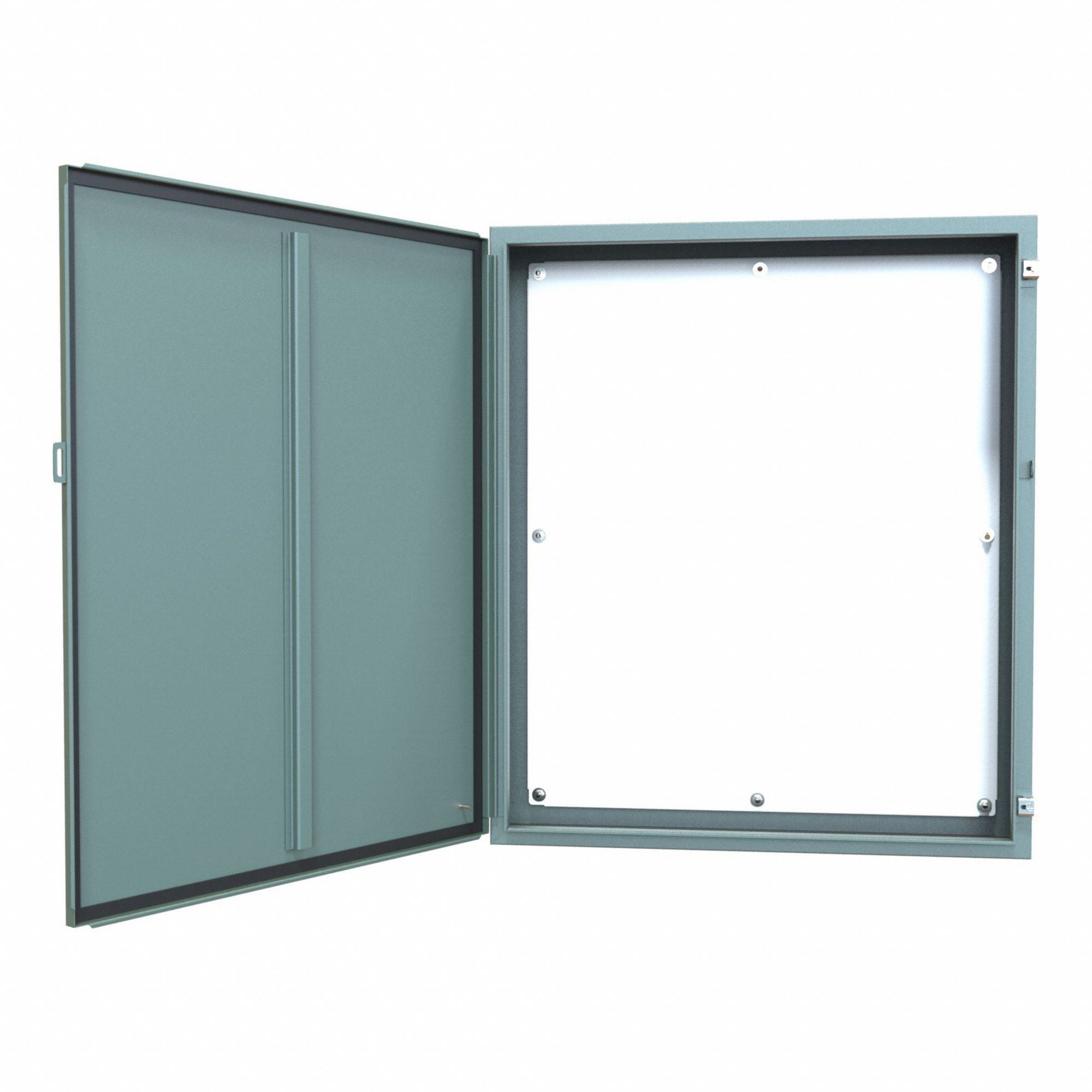 Electrical Enclosure: Steel, 42 in x 36 in x 8 in, NEMA 12/13, w/Panel, Solid Cover, Hinged