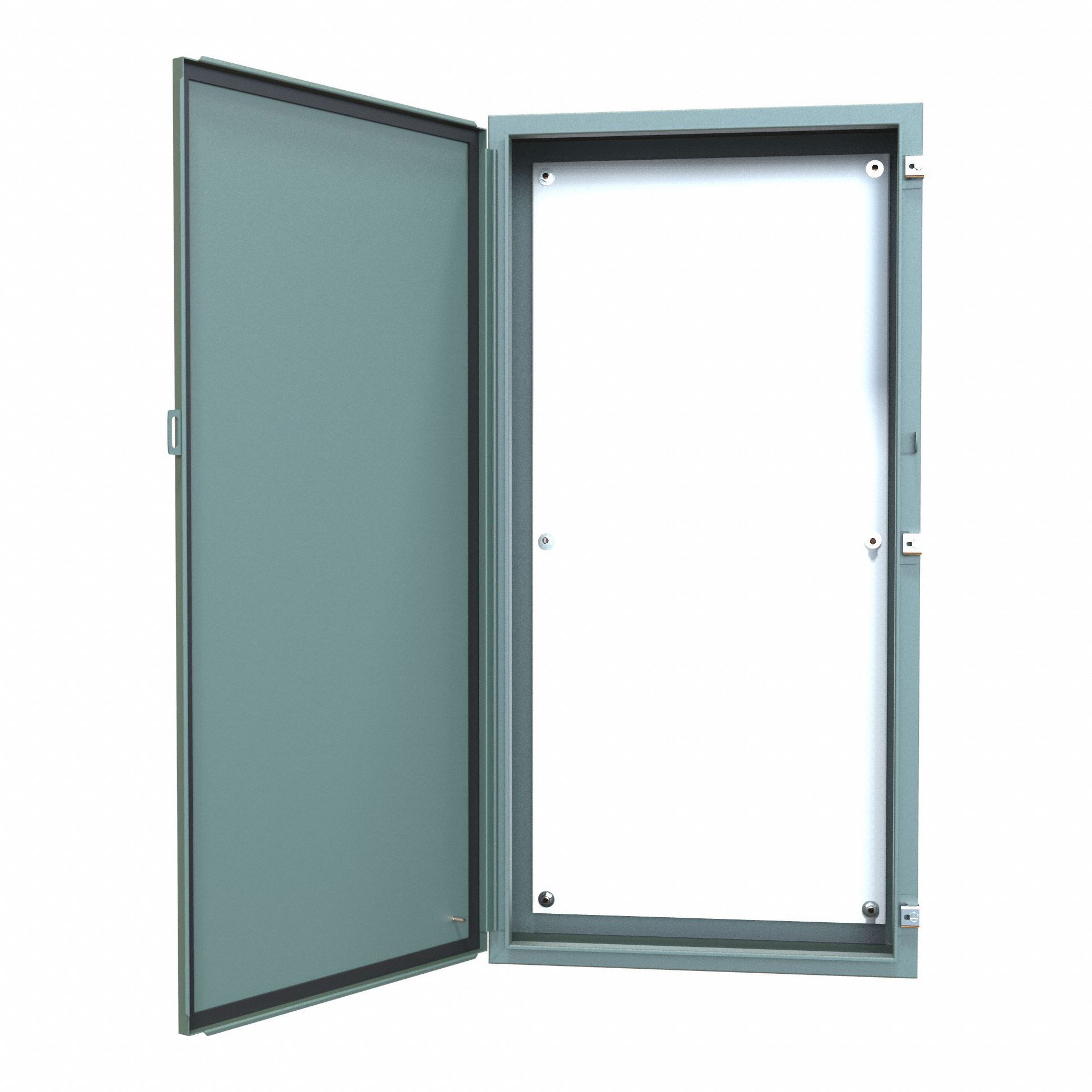 Electrical Enclosure: Steel, 48 in x 24 in x 8 in, NEMA 12/13, w/Panel, Solid Cover, Hinged
