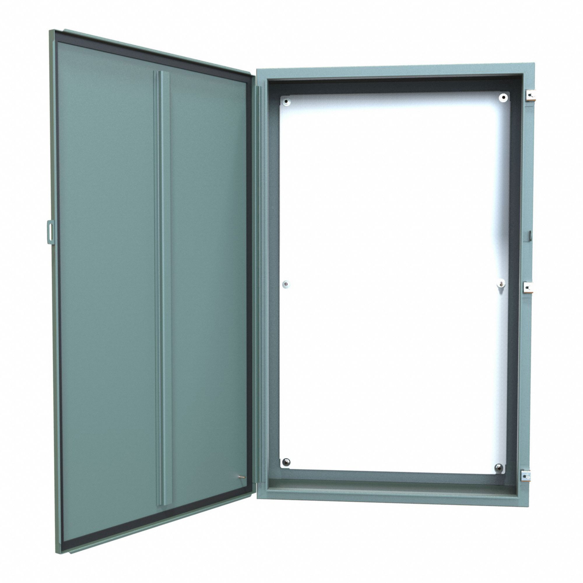 Electrical Enclosure: Steel, 48 in x 30 in x 10 in, NEMA 12/13, w/Panel, Solid Cover, Hinged