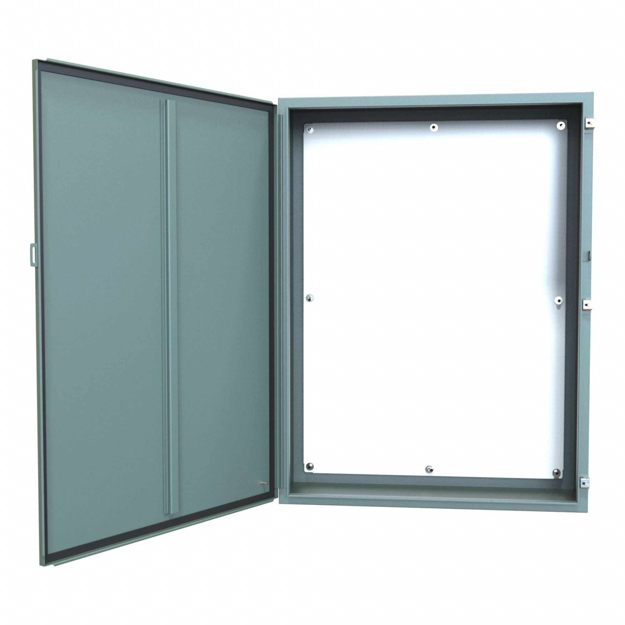 Electrical Enclosure: Steel, 48 in x 36 in x 12 in, NEMA 12/13, w/Panel, Solid Cover, Hinged