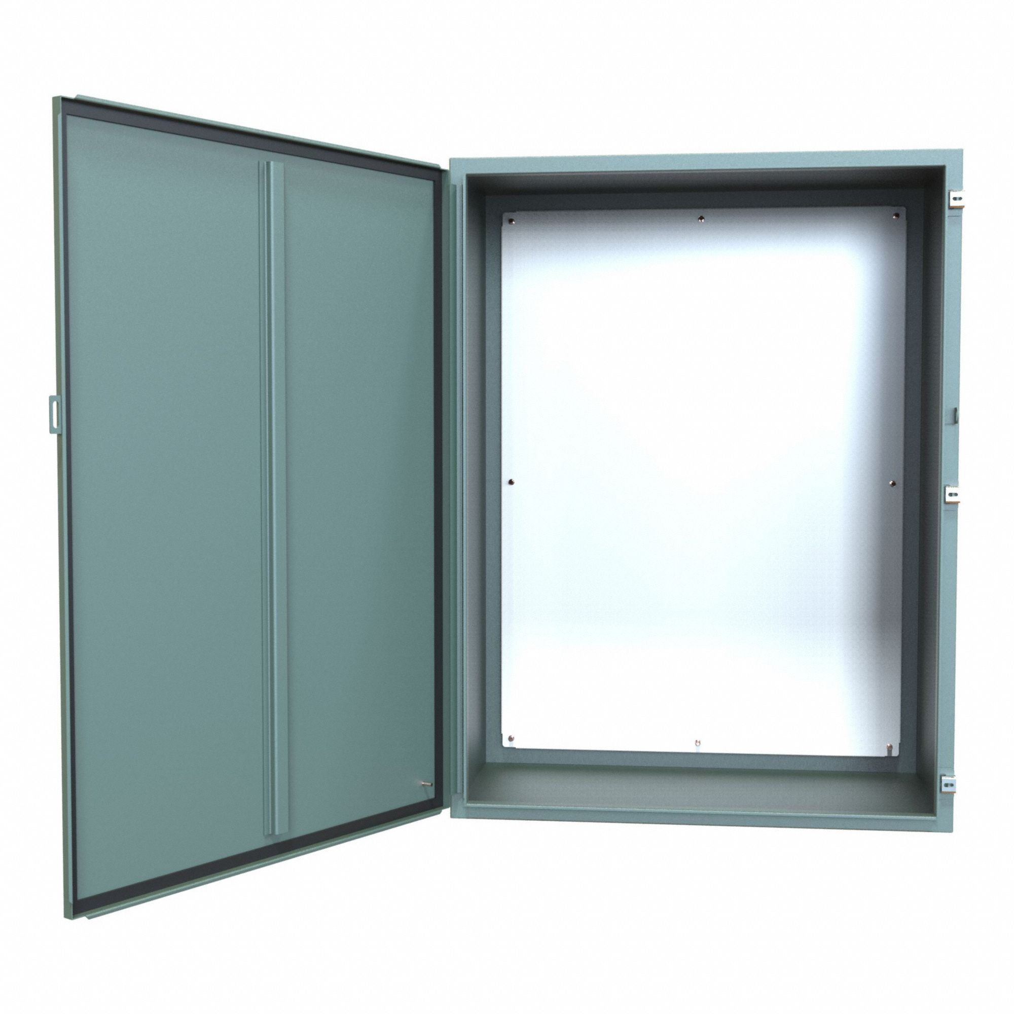 Electrical Enclosure: Steel, 48 in x 36 in x 20 in, NEMA 12/13, w/Panel, Solid Cover, Hinged