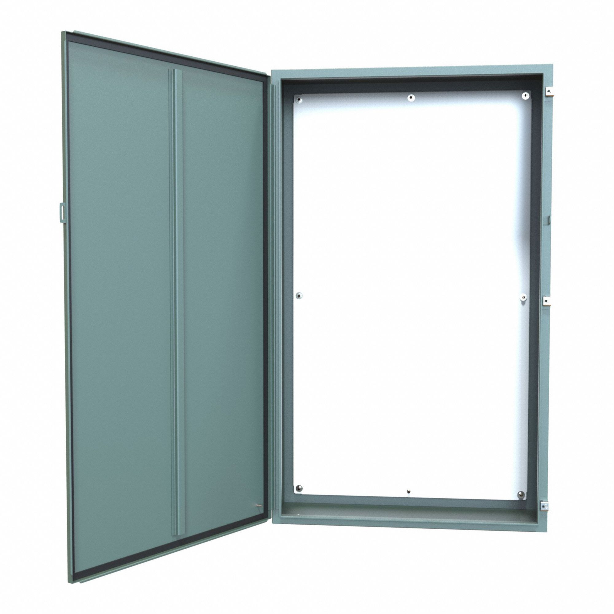 Electrical Enclosure: Steel, 60 in x 36 in x 12 in, NEMA 12/13, w/Panel, Solid Cover, Hinged