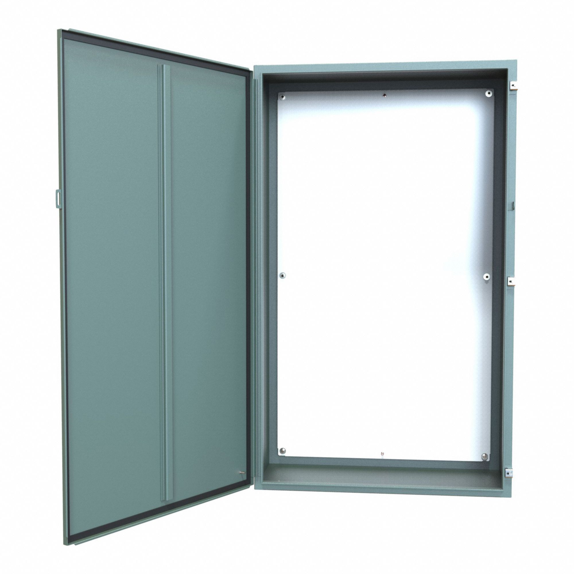 Electrical Enclosure: Steel, 60 in x 36 in x 16 in, NEMA 12/13, w/Panel, Solid Cover, Hinged