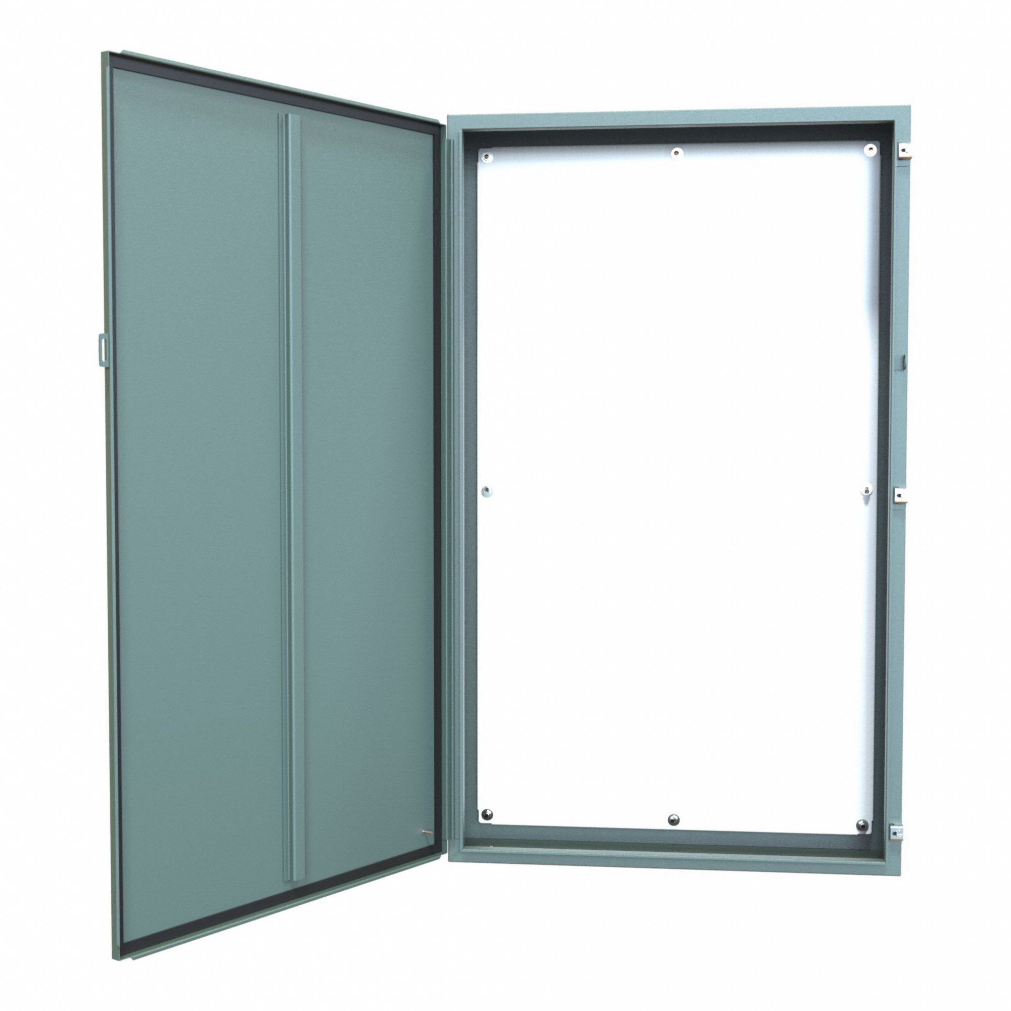 Electrical Enclosure: Steel, 60 in x 36 in x 8 in, NEMA 12/13, w/Panel, Solid Cover, Hinged
