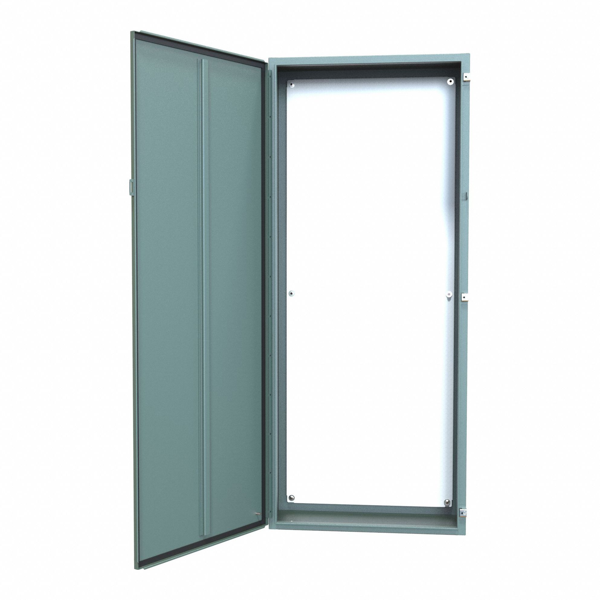 Electrical Enclosure: Steel, 72 in x 30 in x 12 in, NEMA 12/13, w/Panel, Solid Cover, Hinged
