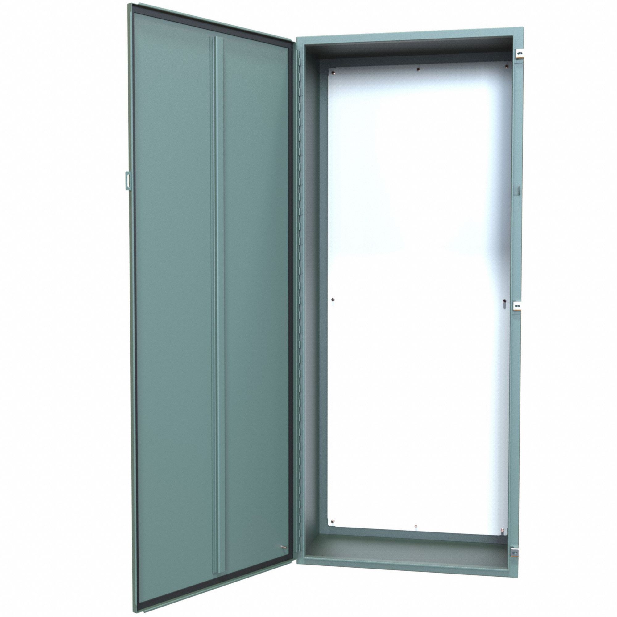 Electrical Enclosure: Steel, 72 in x 30 in x 16 in, NEMA 12/13, w/Panel, Solid Cover, Hinged